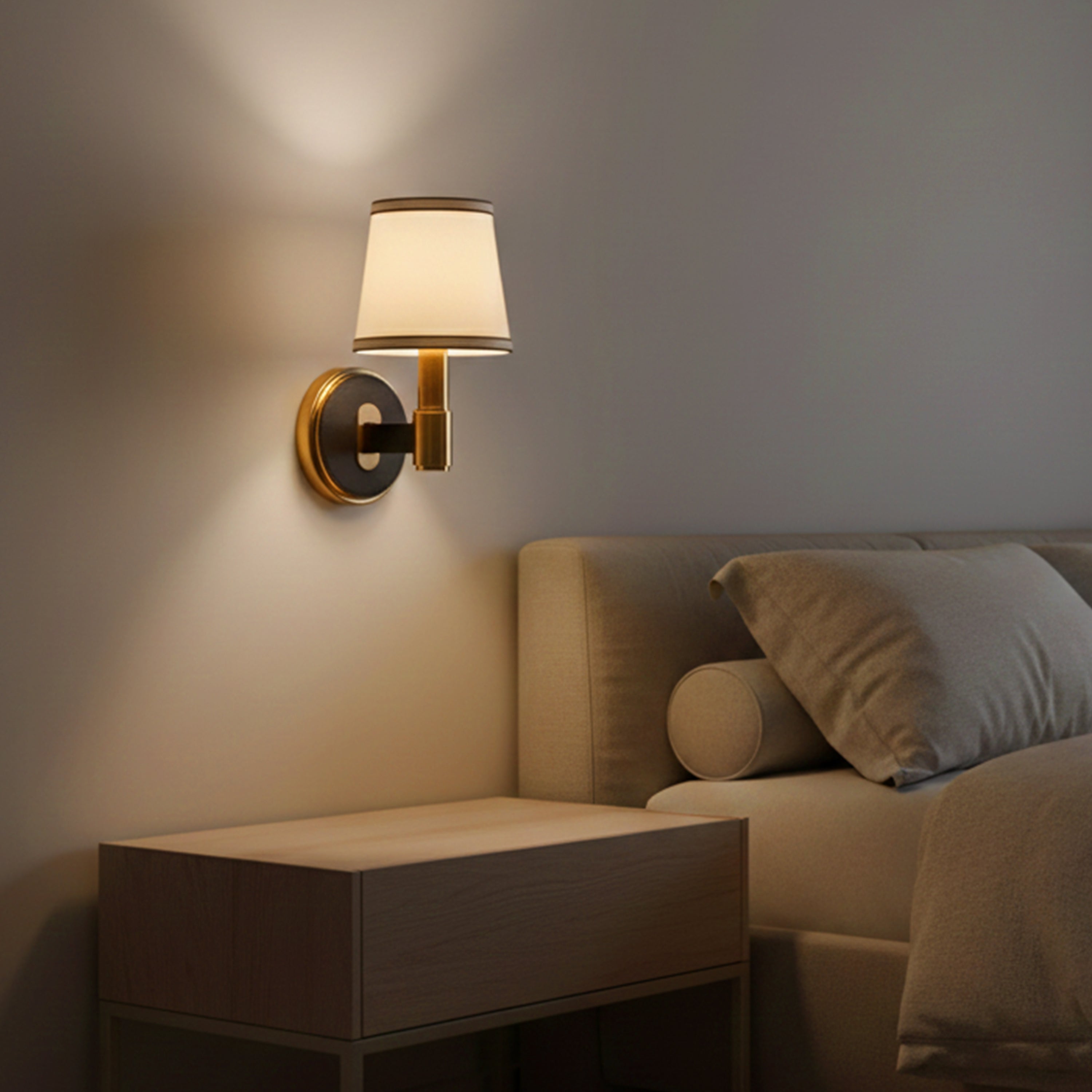 Ink & Ember (Gold, Black) Faux Leather Wall Light