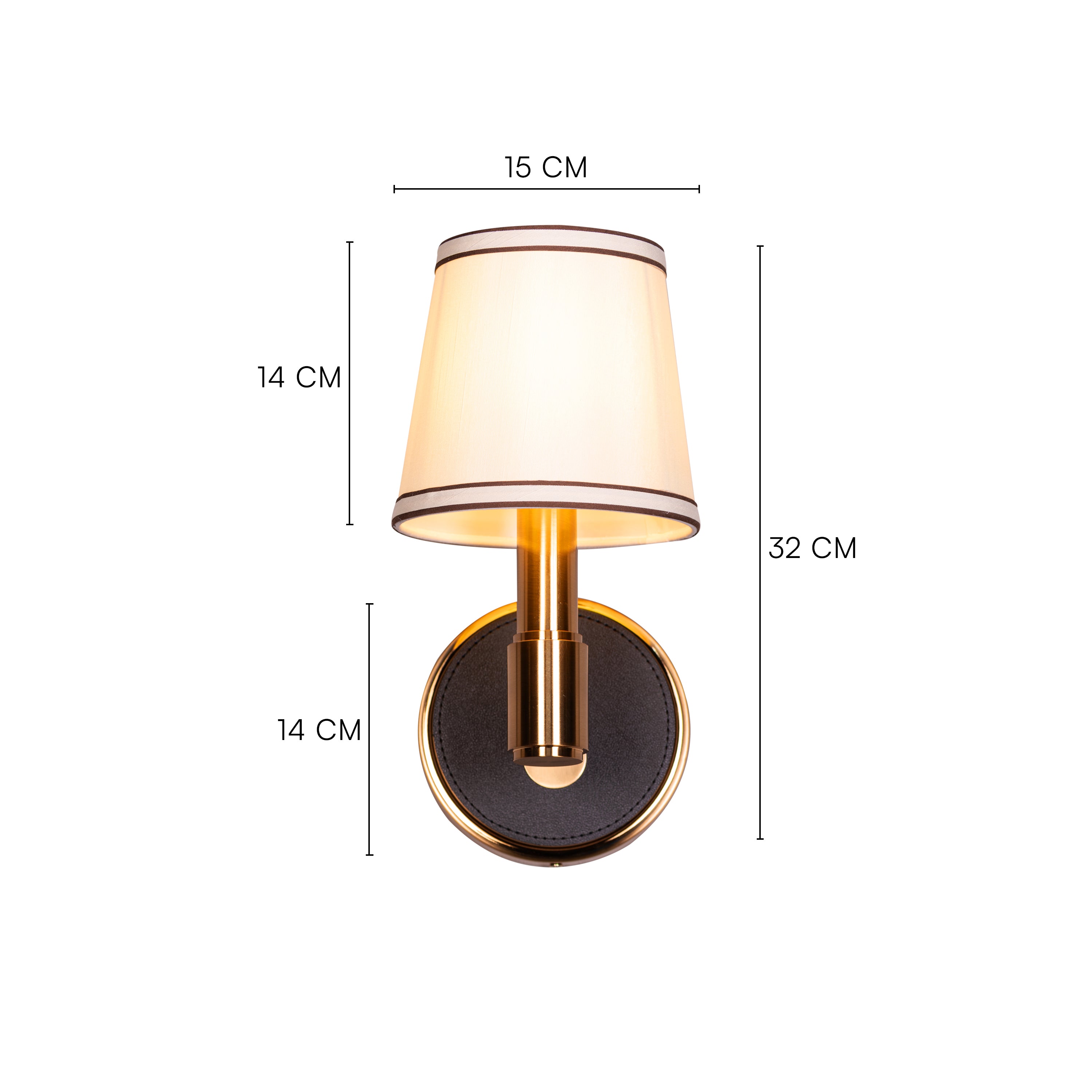 Ink & Ember (Gold, Black) Faux Leather Wall Light