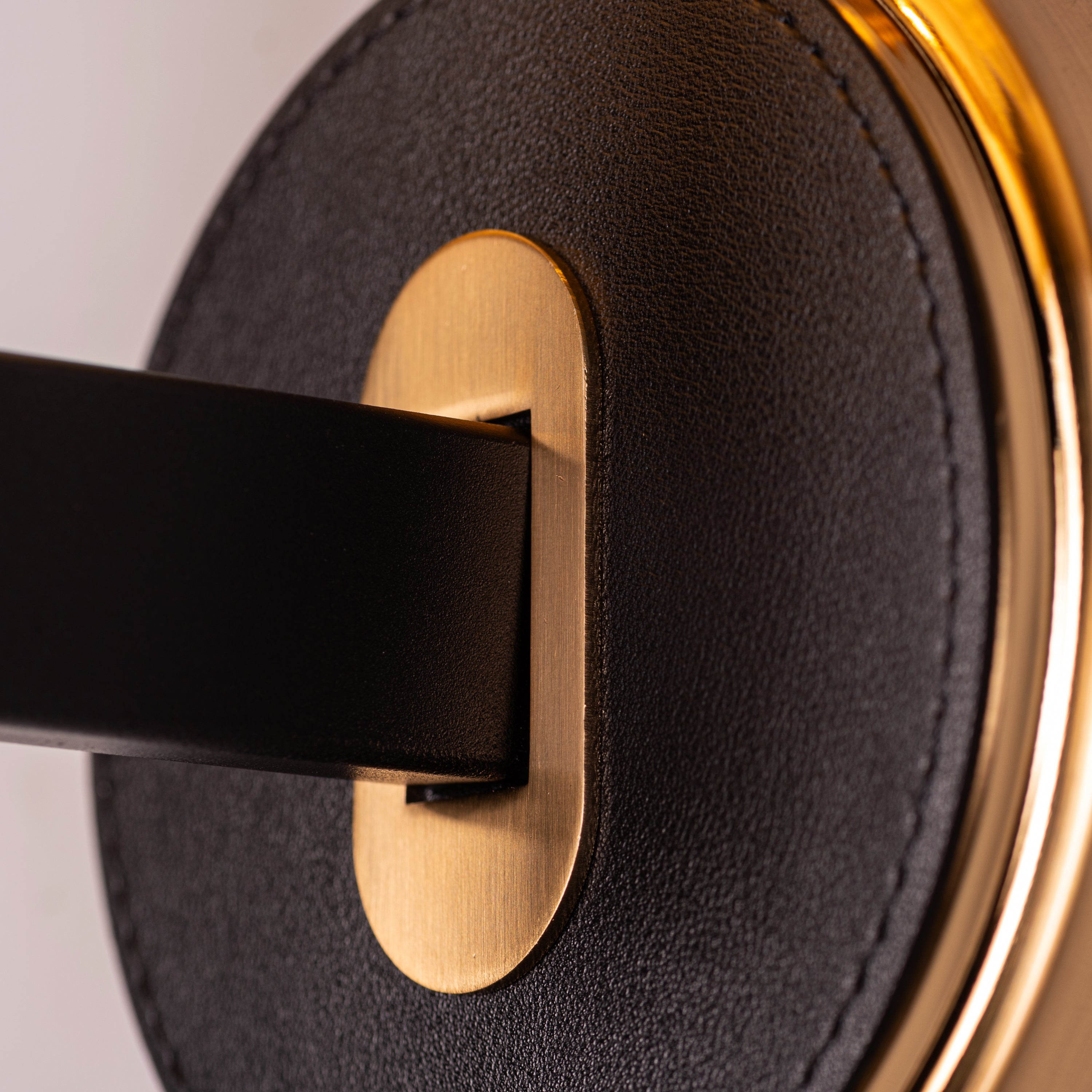 Ink & Ember (Gold, Black) Faux Leather Wall Light