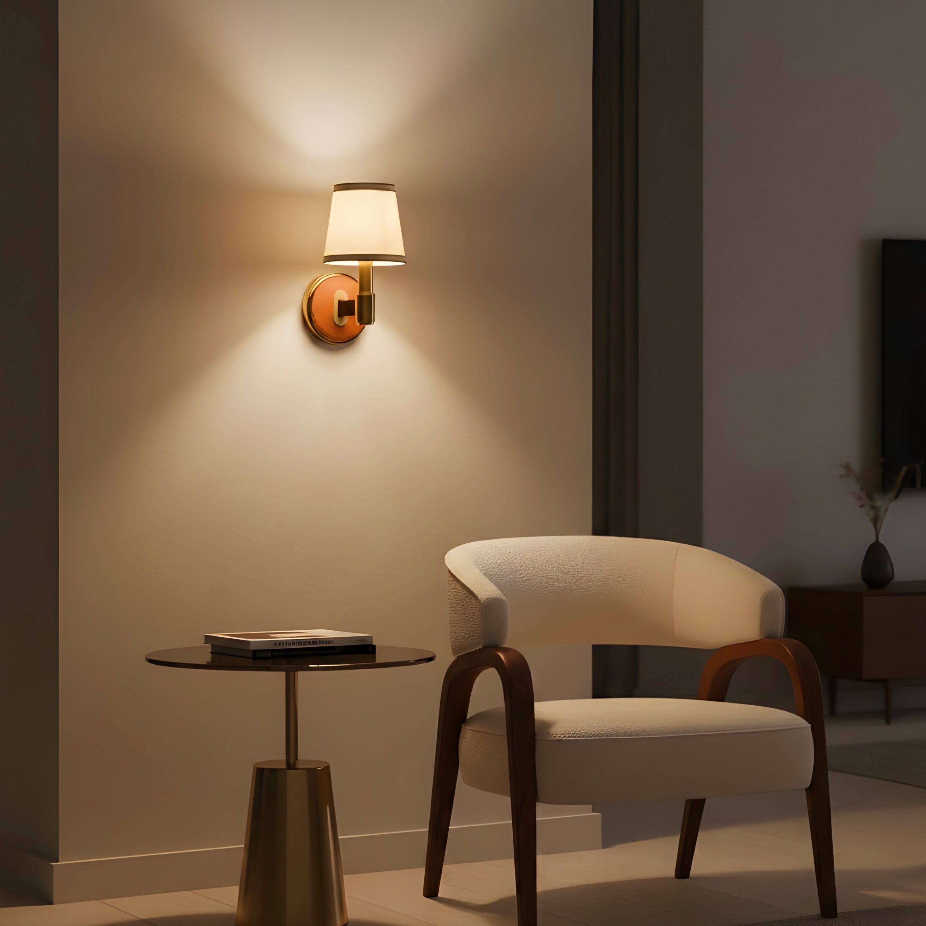 Ink & Ember (Gold, Brown) Faux Leather Wall Light