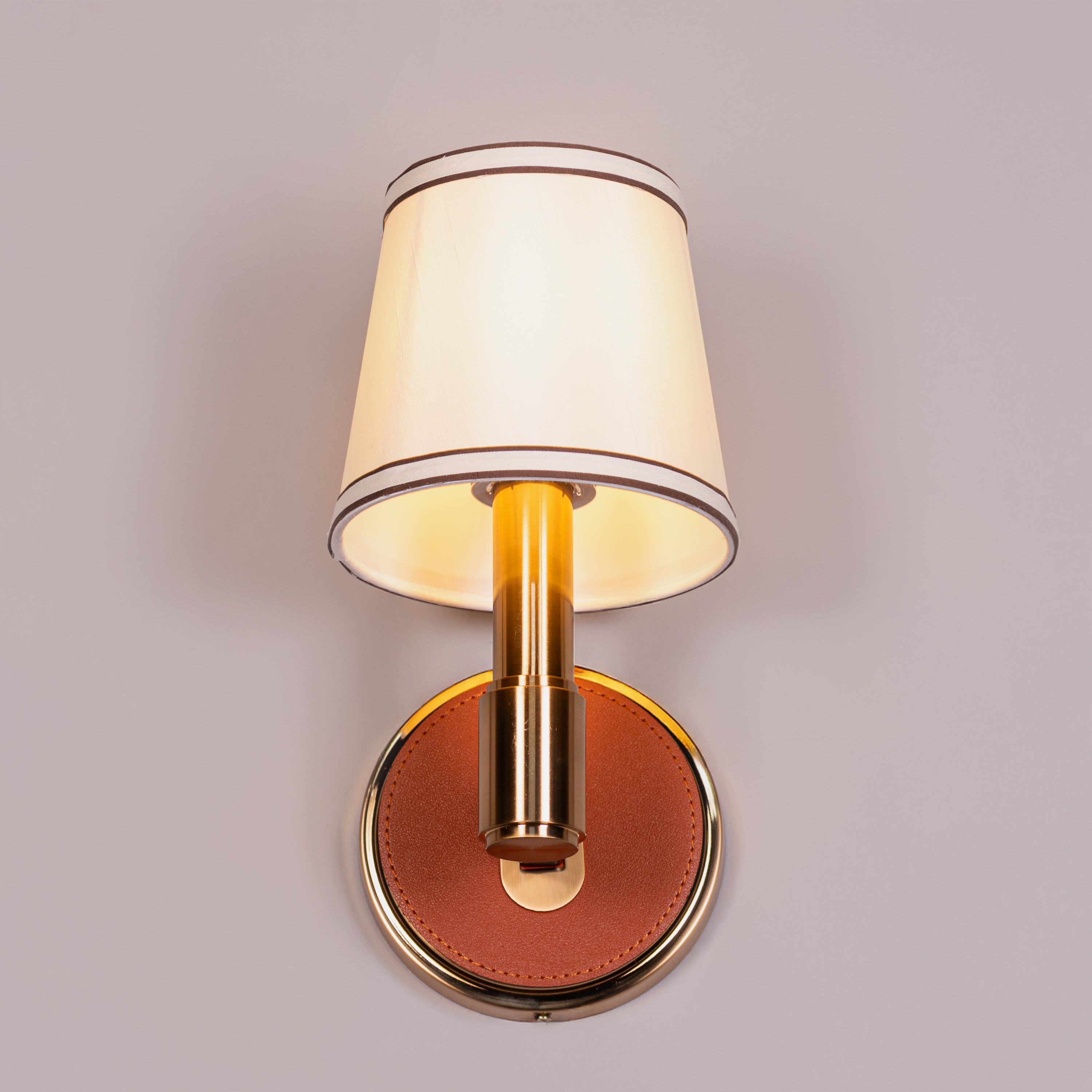 Ink & Ember (Gold, Brown) Faux Leather Wall Light