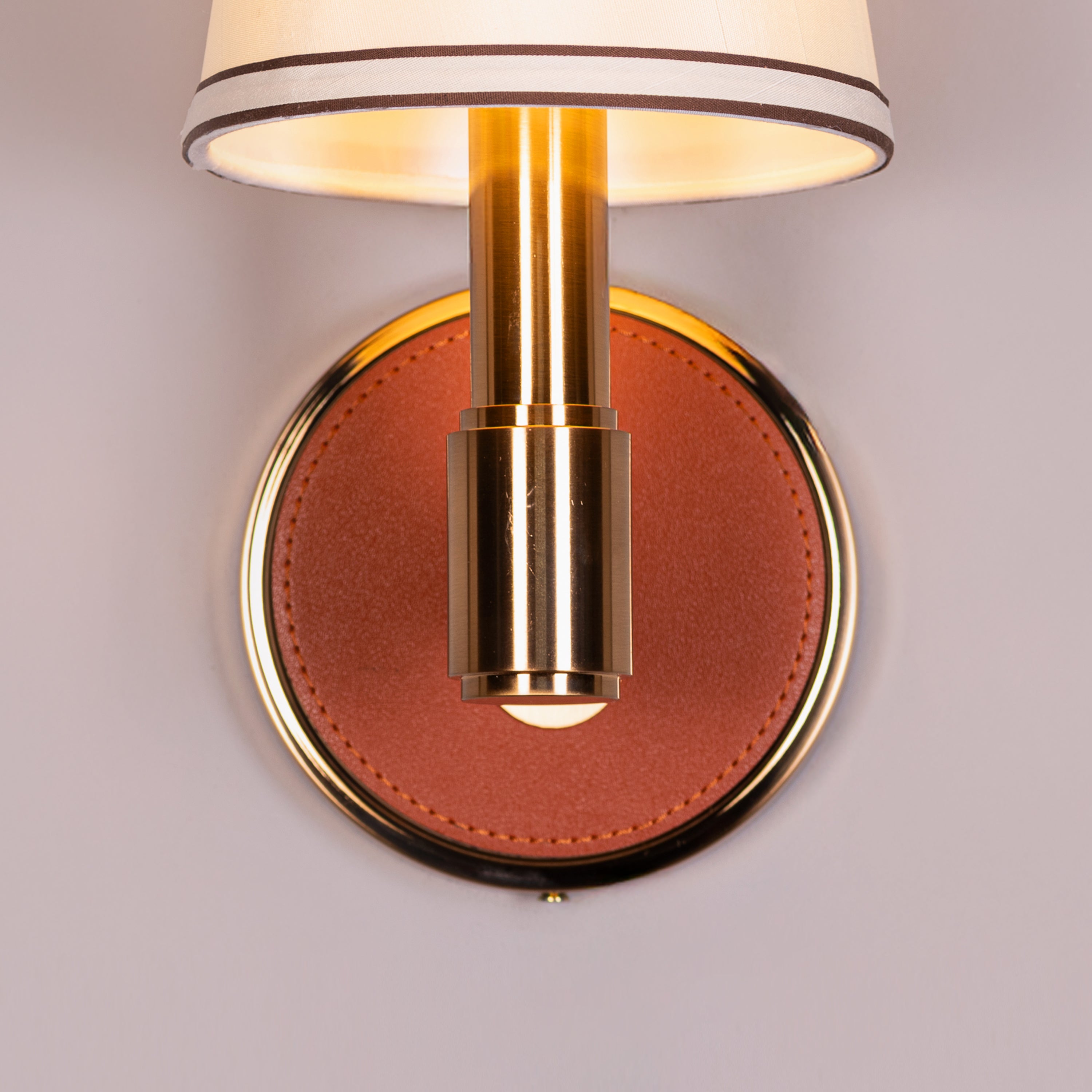 Ink & Ember (Gold, Brown) Faux Leather Wall Light