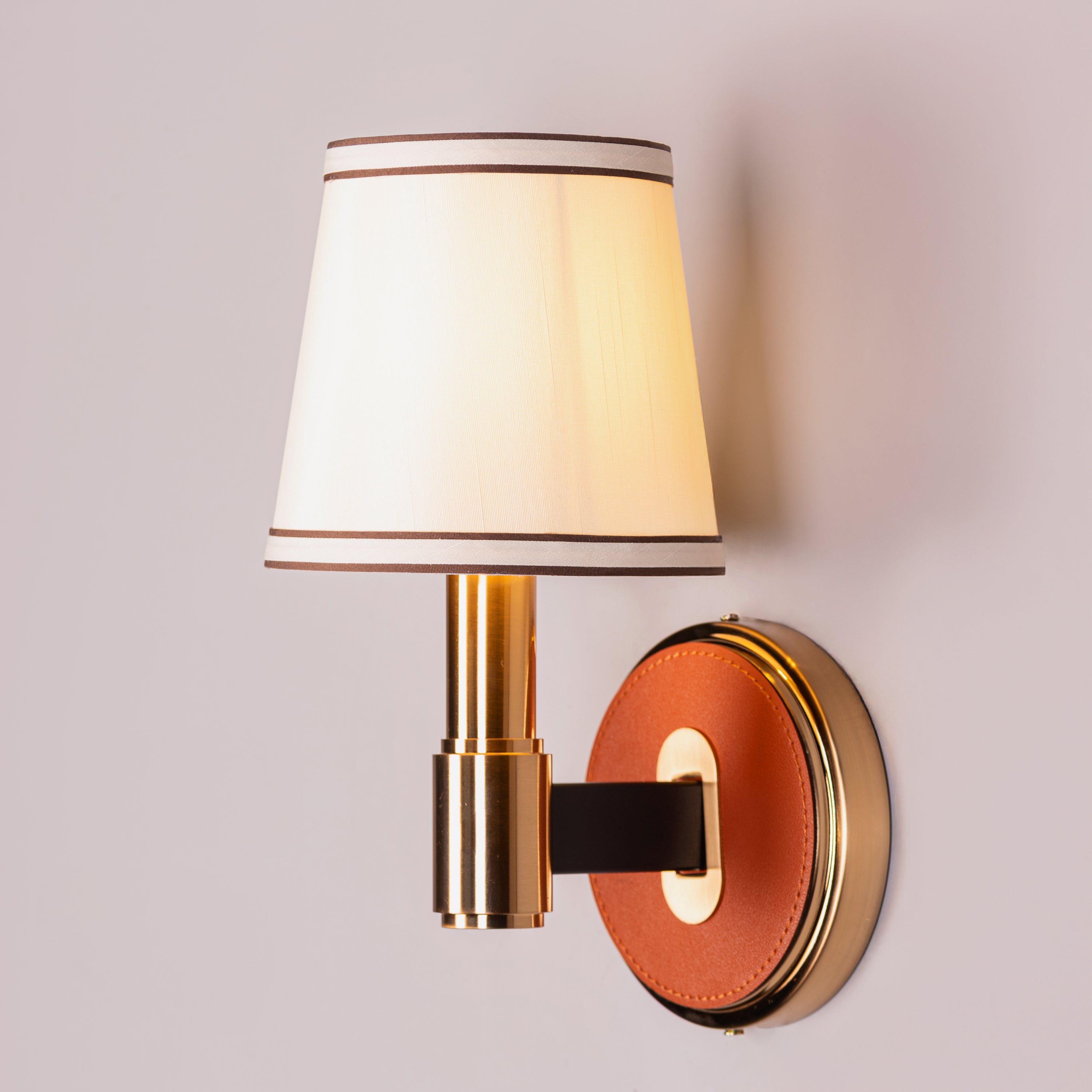 Ink & Ember (Gold, Brown) Faux Leather Wall Light