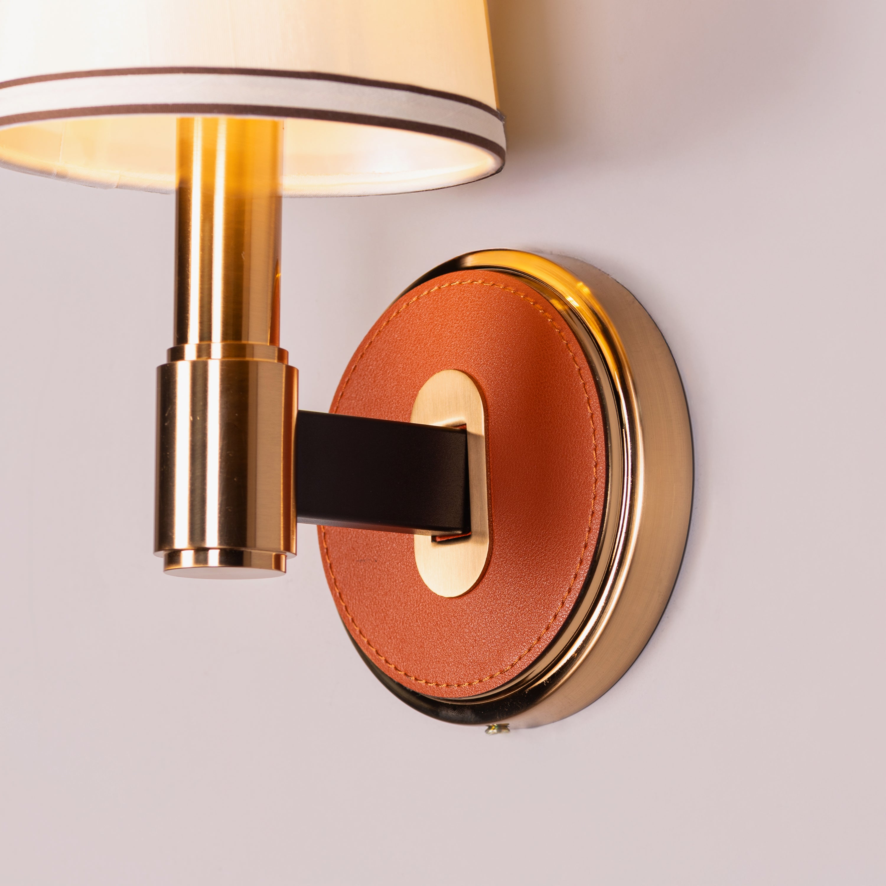 Ink & Ember (Gold, Brown) Faux Leather Wall Light