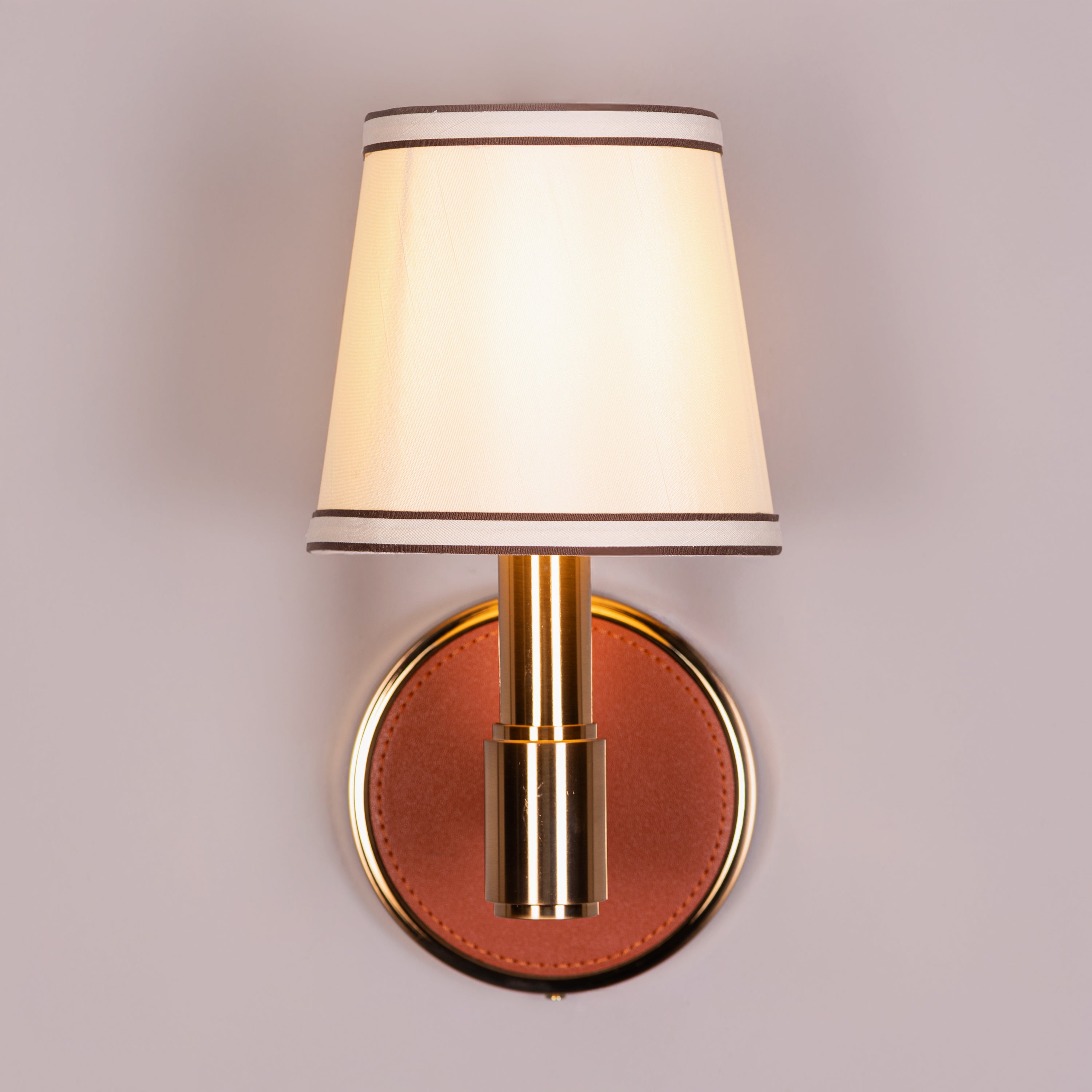 Ink & Ember (Gold, Brown) Faux Leather Wall Light