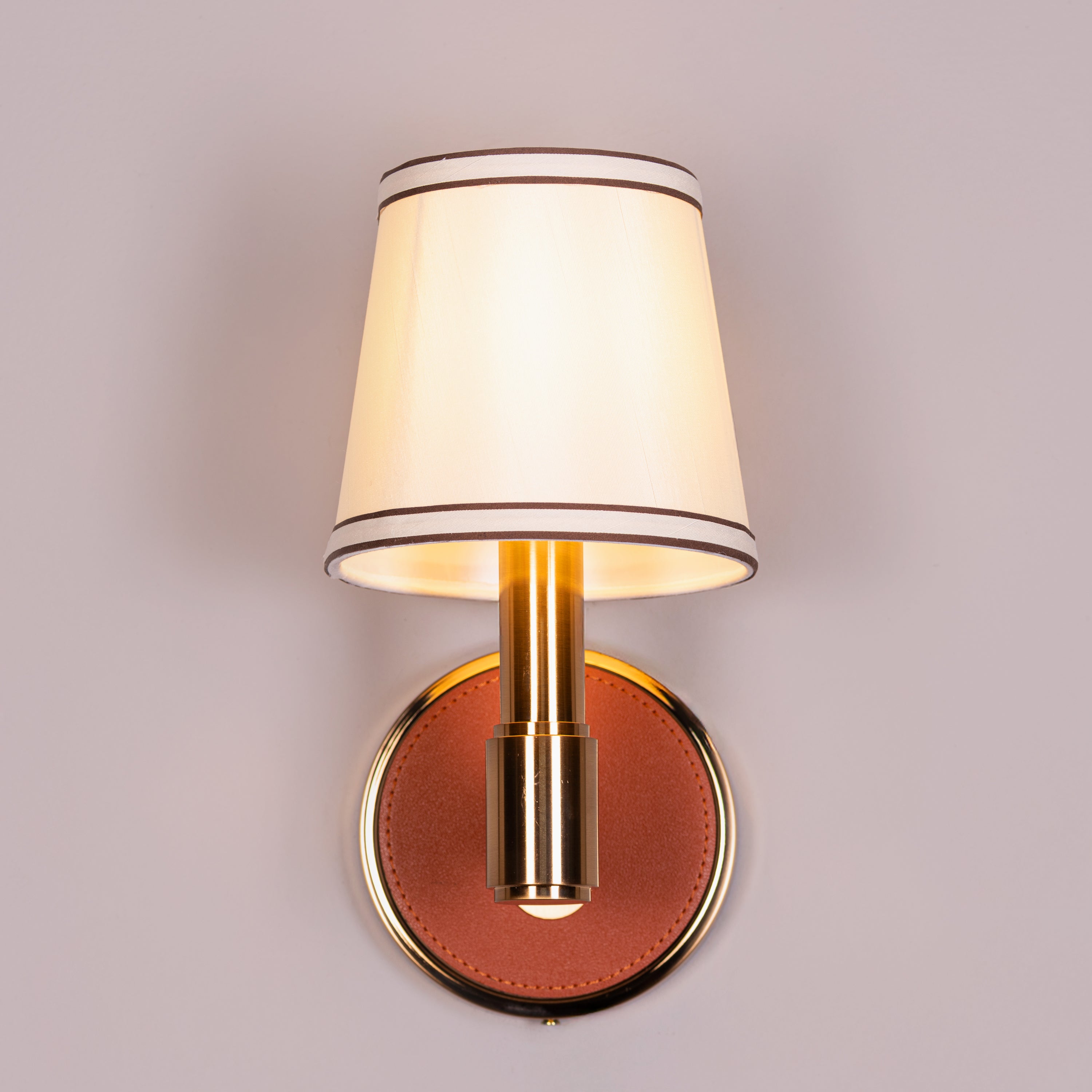 Ink & Ember (Gold, Brown) Faux Leather Wall Light
