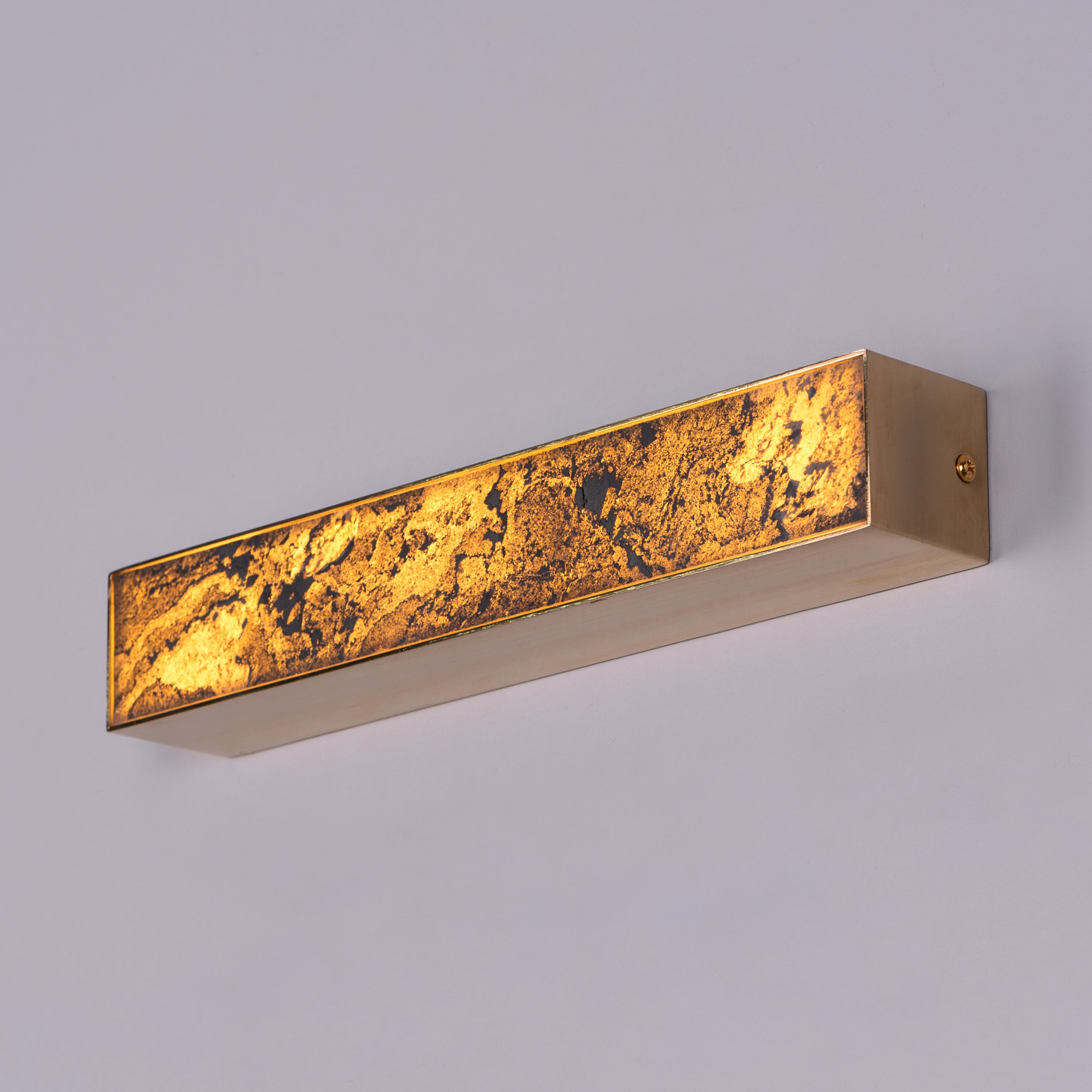 Cloudy Days Translucent (Small, Gold, Built-In LED) Natural Stone Wall Light