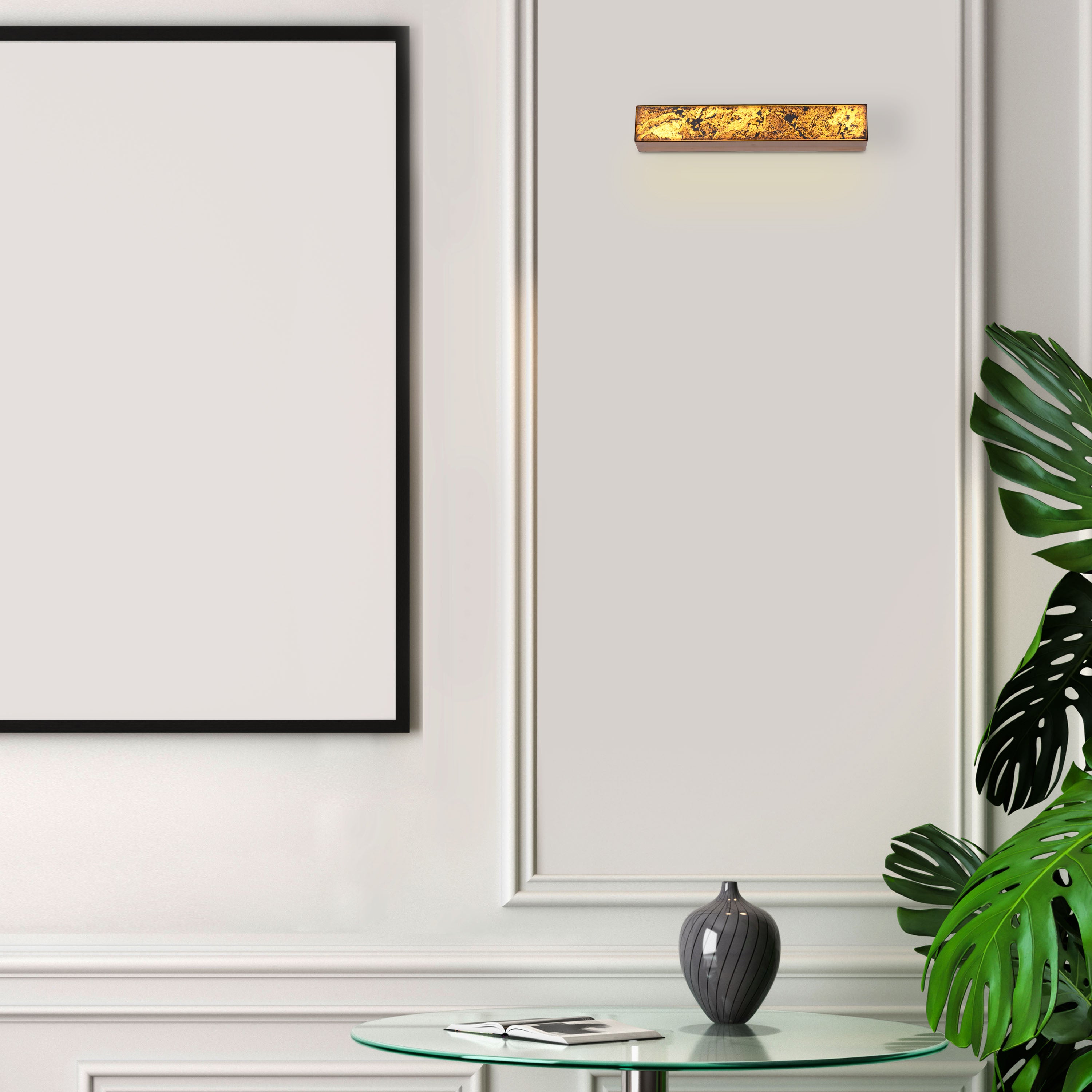 Cloudy Days Translucent (Small, Gold, Built-In LED) Natural Stone Wall Light