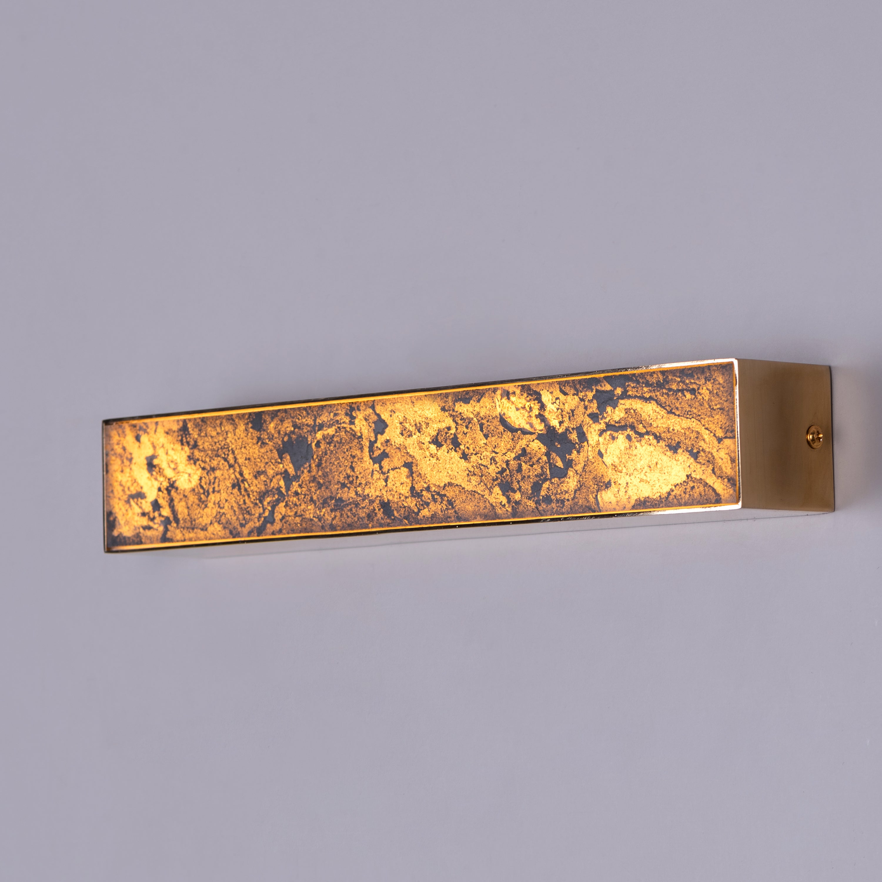 Cloudy Days Translucent (Small, Gold, Built-In LED) Natural Stone Wall Light