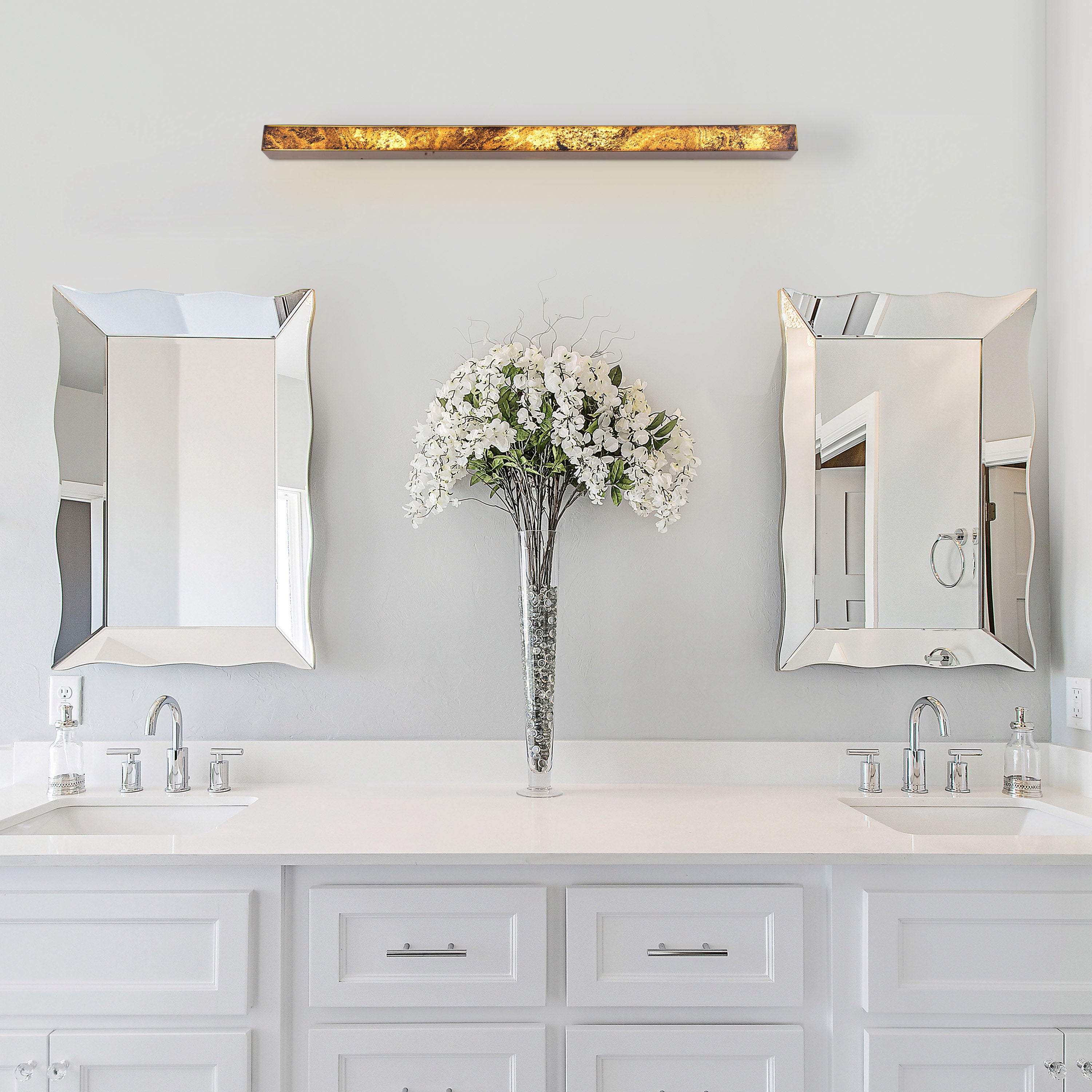 Cloudy Days Translucent (Large, Gold, Built-In LED) Natural Stone Wall Light