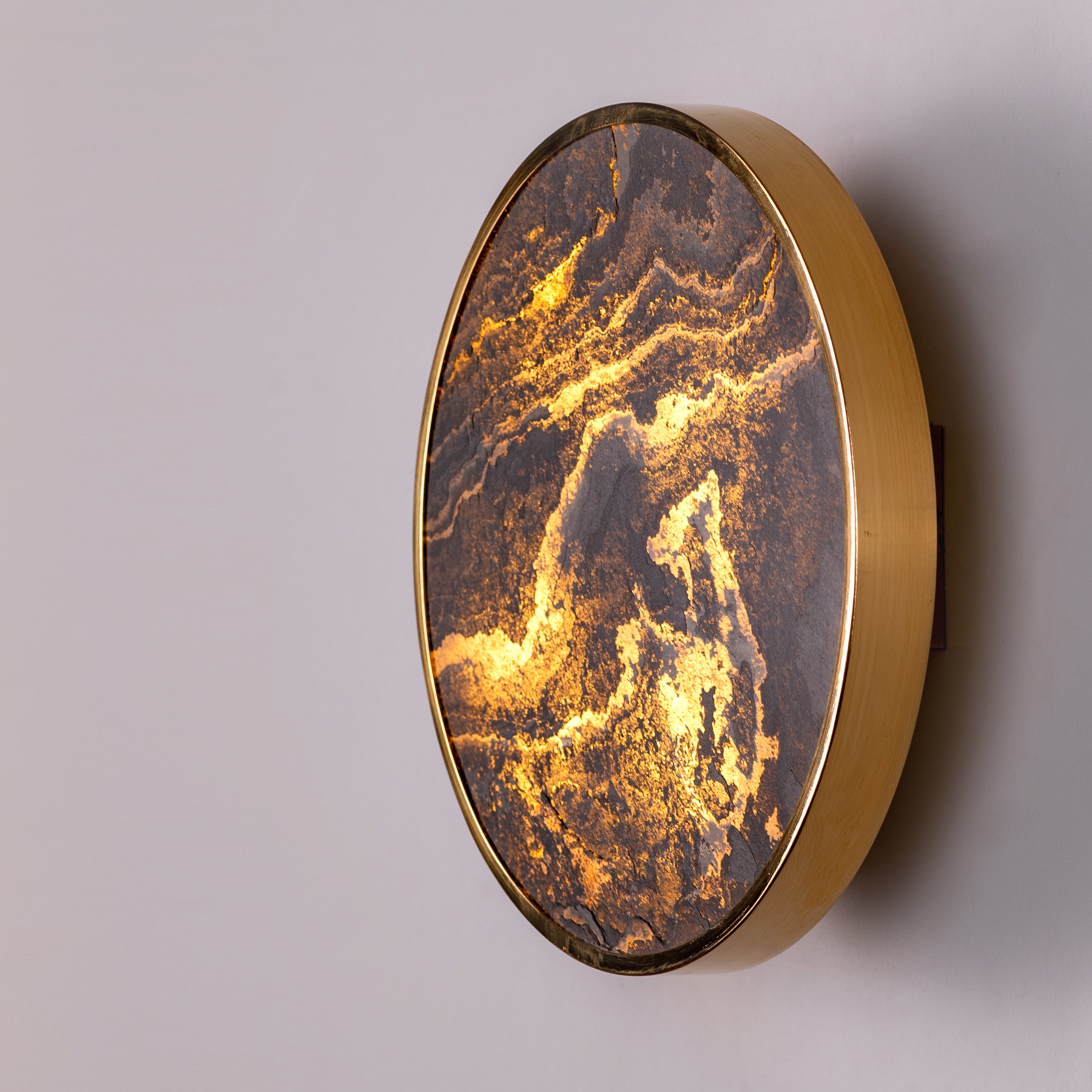Slate Abate (Gold, Built-In LED) Stone Veneer Wall Light