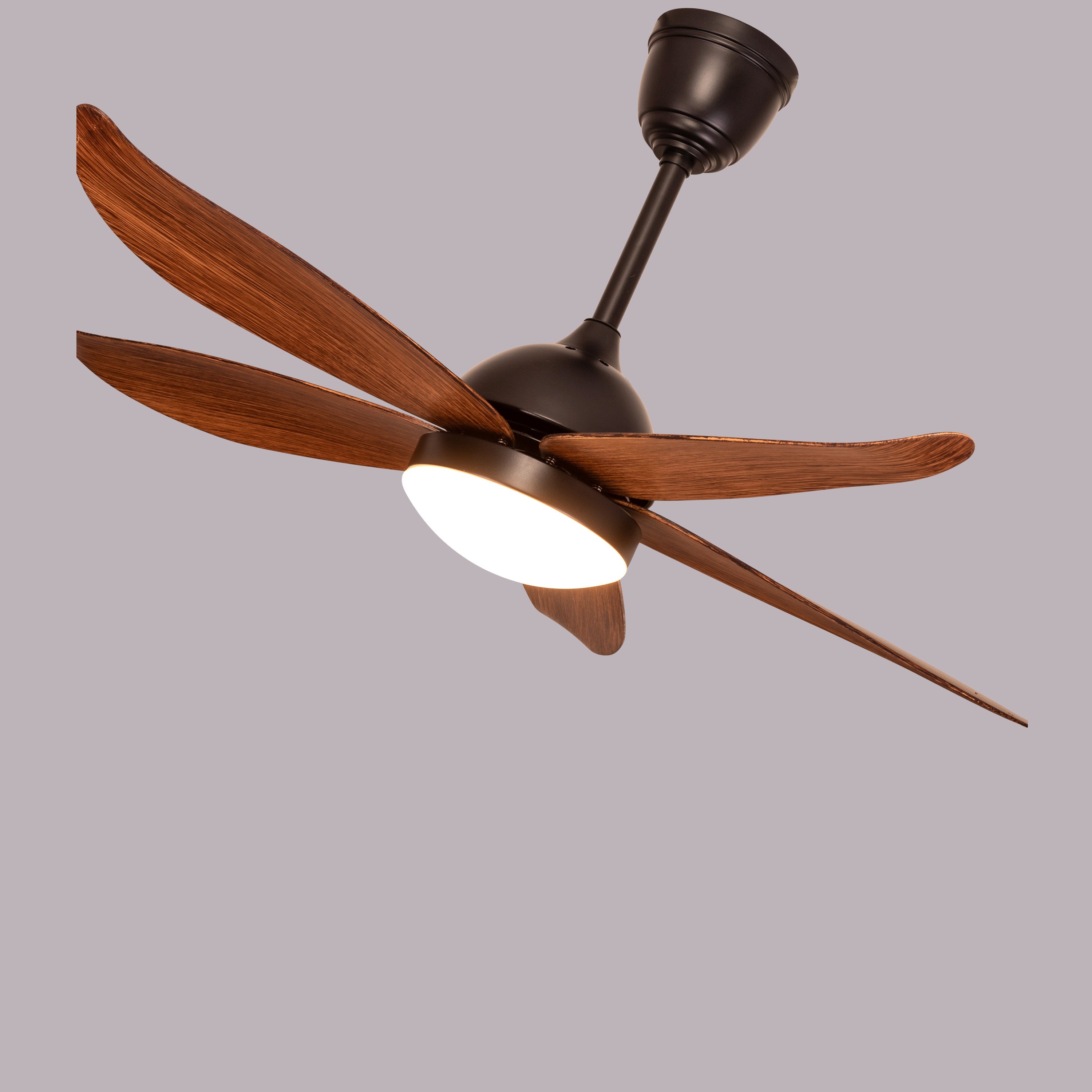 West Minister (122 cm Span, Matt Black Finish Metal Body, Teak Finish ABS Blades) Dimmable LED With Remote Control Ceiling Fan