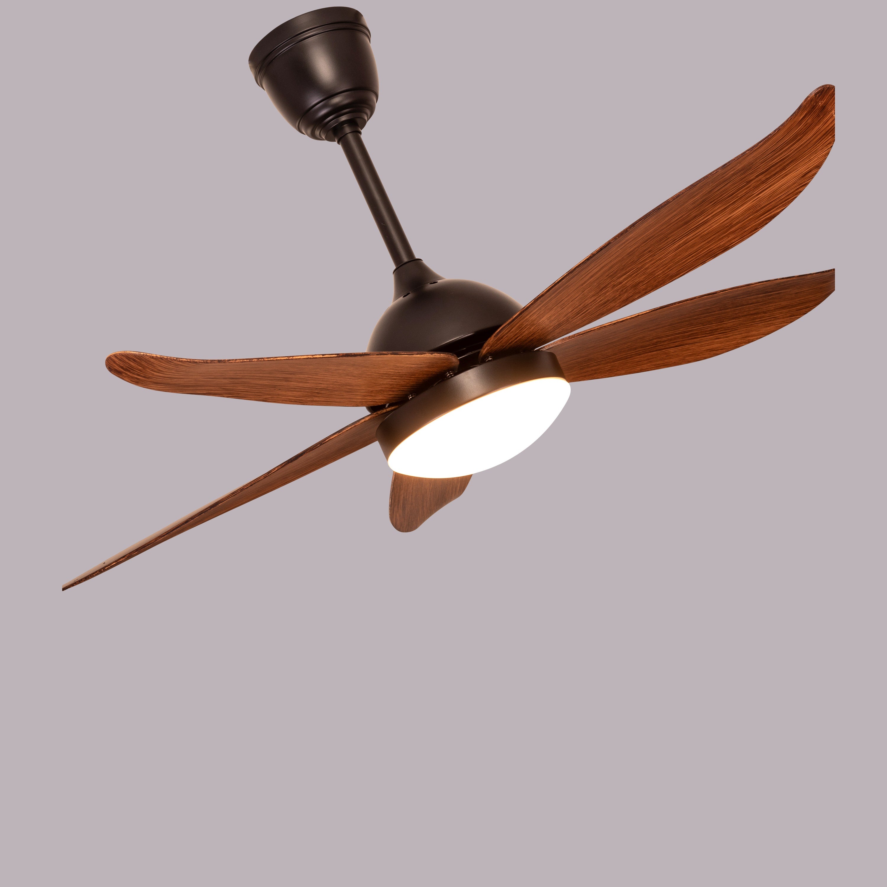 West Minister (122 cm Span, Matt Black Finish Metal Body, Teak Finish ABS Blades) Dimmable LED With Remote Control Ceiling Fan