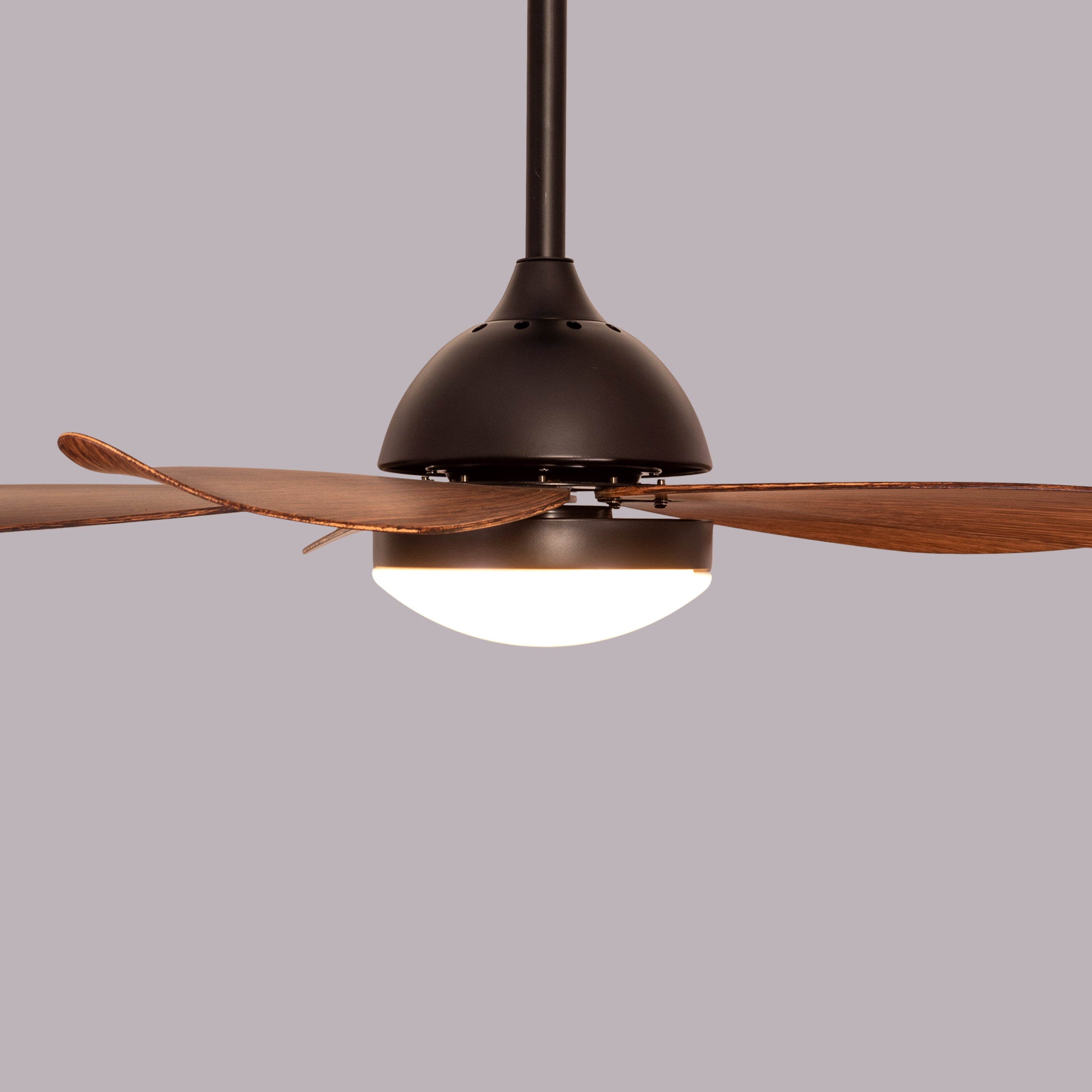 West Minister (122 cm Span, Matt Black Finish Metal Body, Teak Finish ABS Blades) Dimmable LED With Remote Control Ceiling Fan
