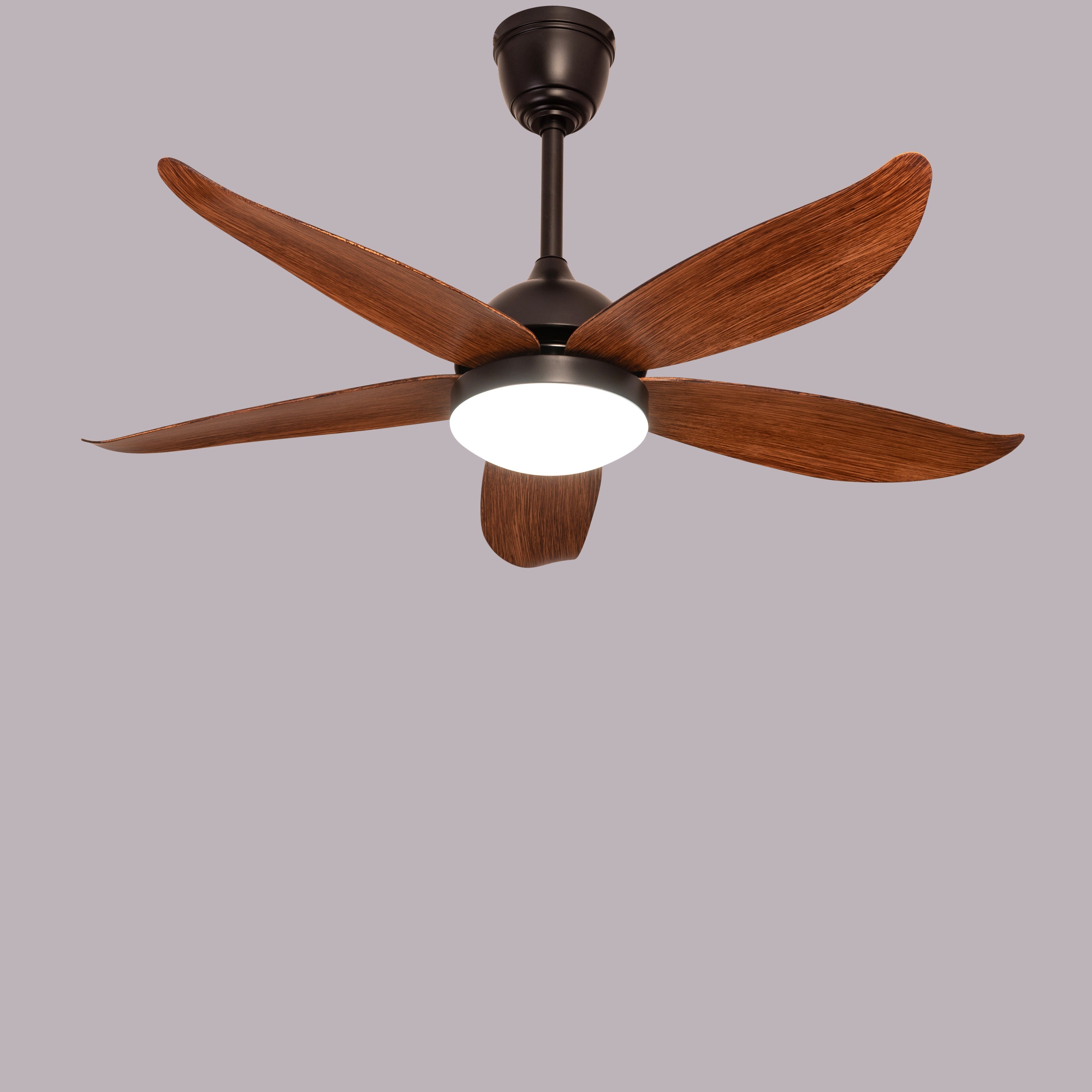 West Minister (122 cm Span, Matt Black Finish Metal Body, Teak Finish ABS Blades) Dimmable LED With Remote Control Ceiling Fan