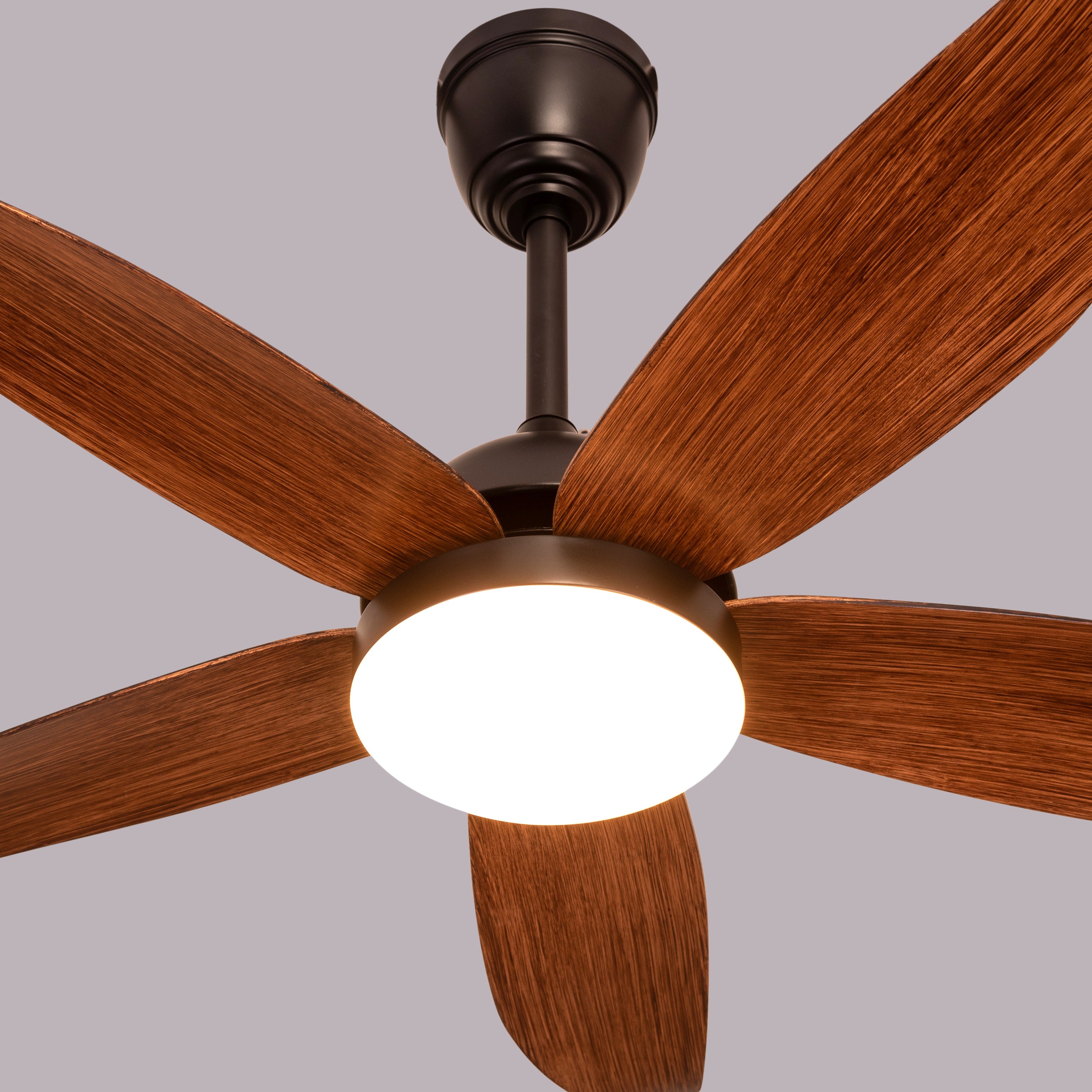 West Minister (122 cm Span, Matt Black Finish Metal Body, Teak Finish ABS Blades) Dimmable LED With Remote Control Ceiling Fan