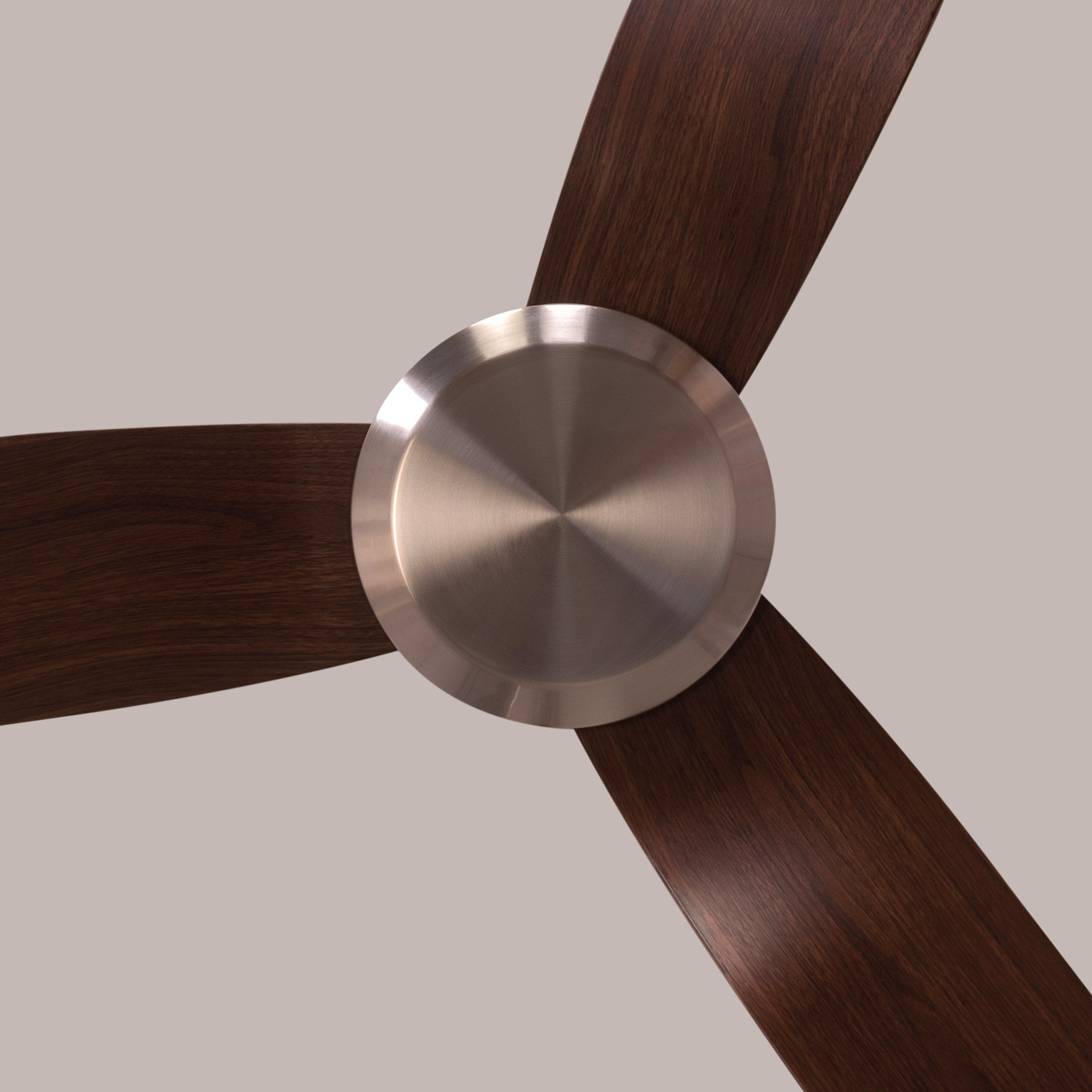 Saratoga (127 cm Span, Chrome Finish Metal Body, Teak Wood Finish ABS Blades) Ceiling Fan