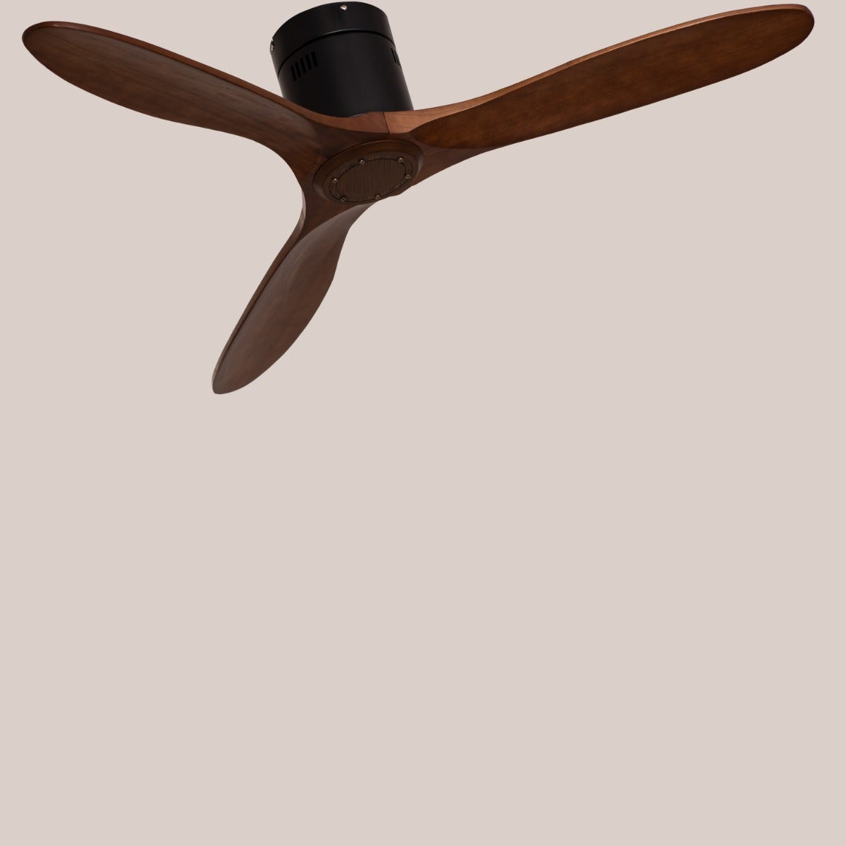 Devil's Advocate (135 cm Span, Black Finish Metal Body, Teak Wood Finish Wooden Blades) Ceiling Fan