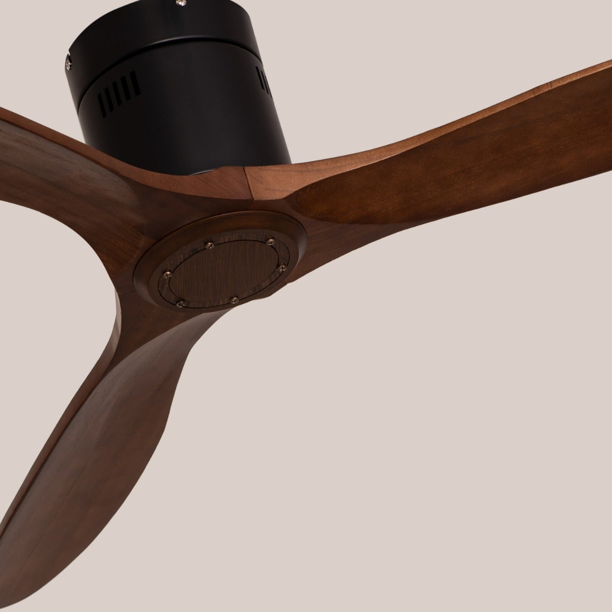 Devil's Advocate (135 cm Span, Black Finish Metal Body, Teak Wood Finish Wooden Blades) Ceiling Fan
