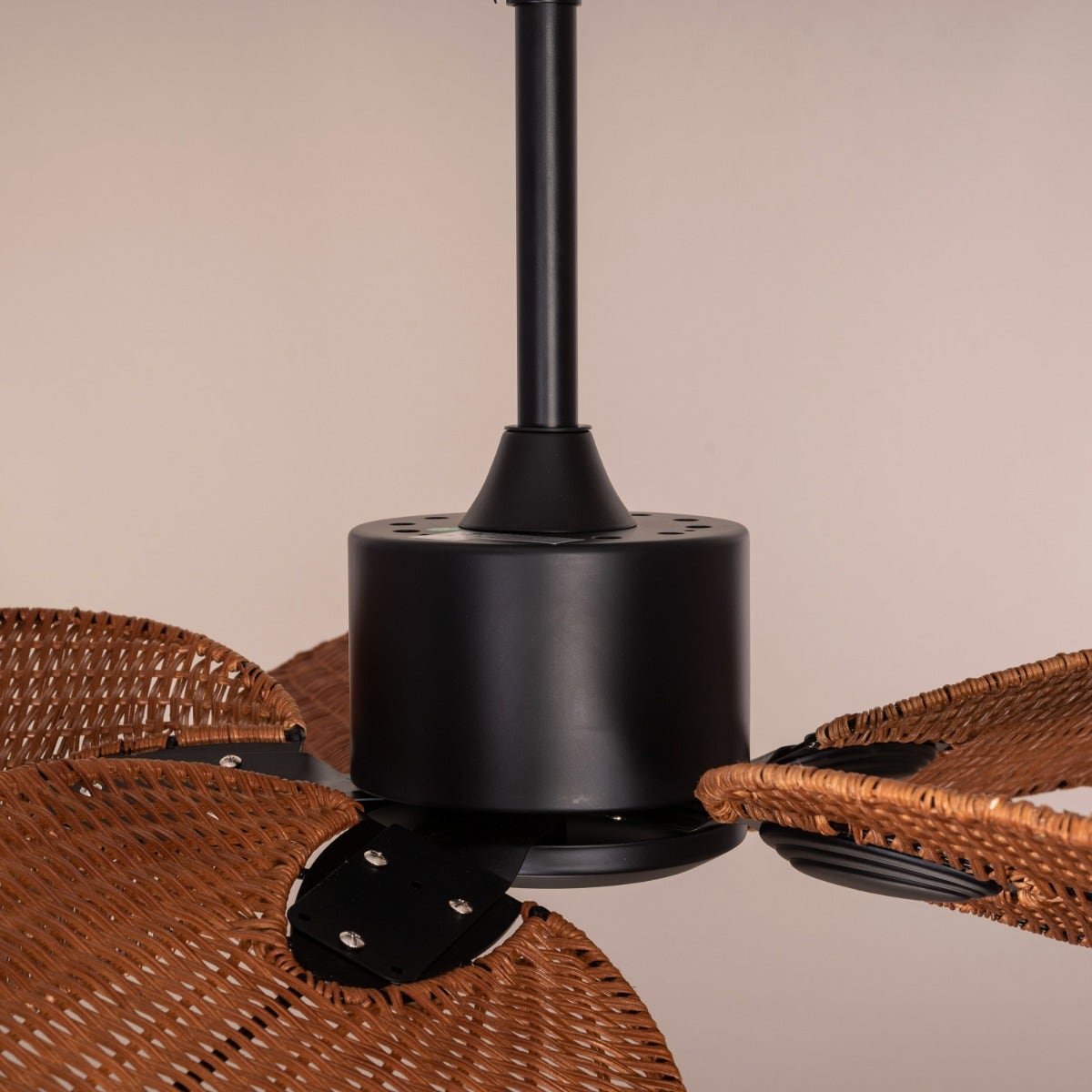 Florida Keys (132 cm Span, Black Finish Metal Body, Woven Cane On A Metal Frame) Ceiling Fan