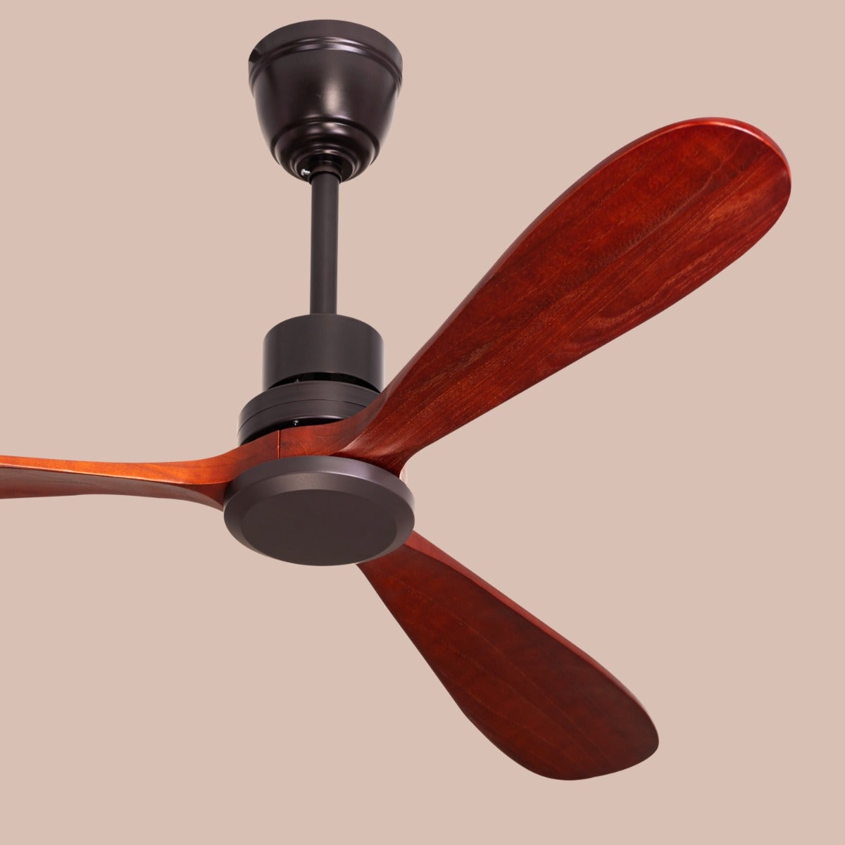 Glen Meadow (132 cm Span, Black Metal Body, Mahogany Finish Solid Wood Blades) Ceiling Fan