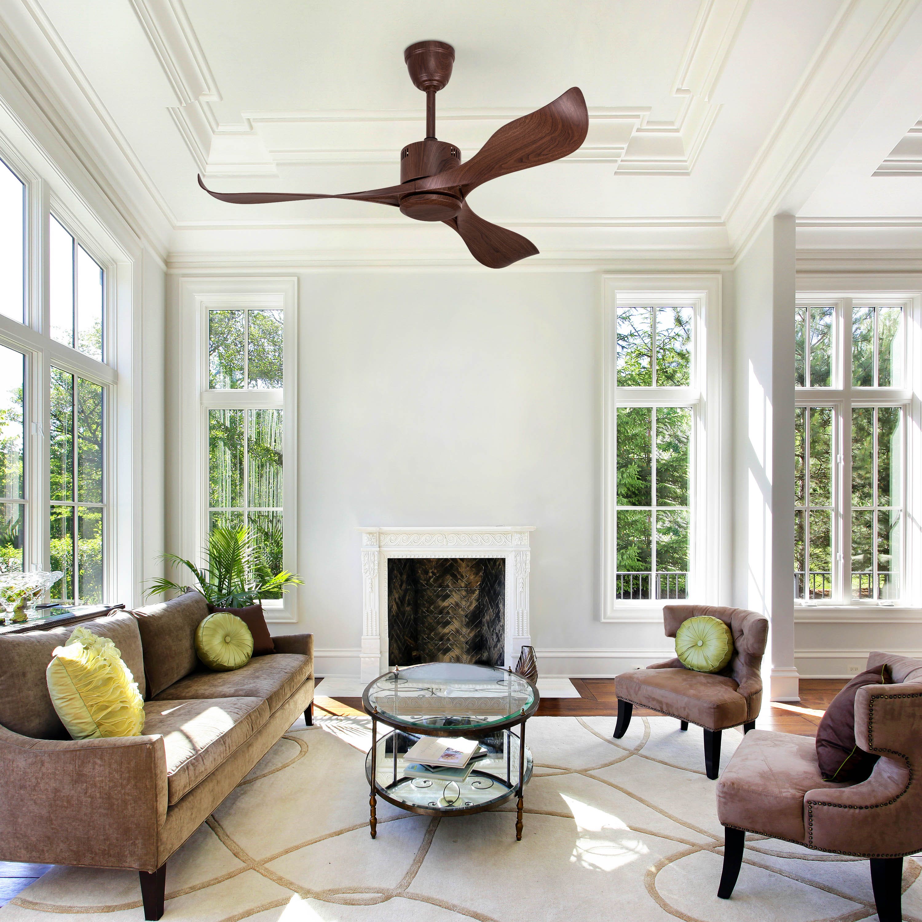 Marissa (132 cm Span, Walnut Finish Metal Body, Walnut Finish ABS Blades) Ceiling Fan