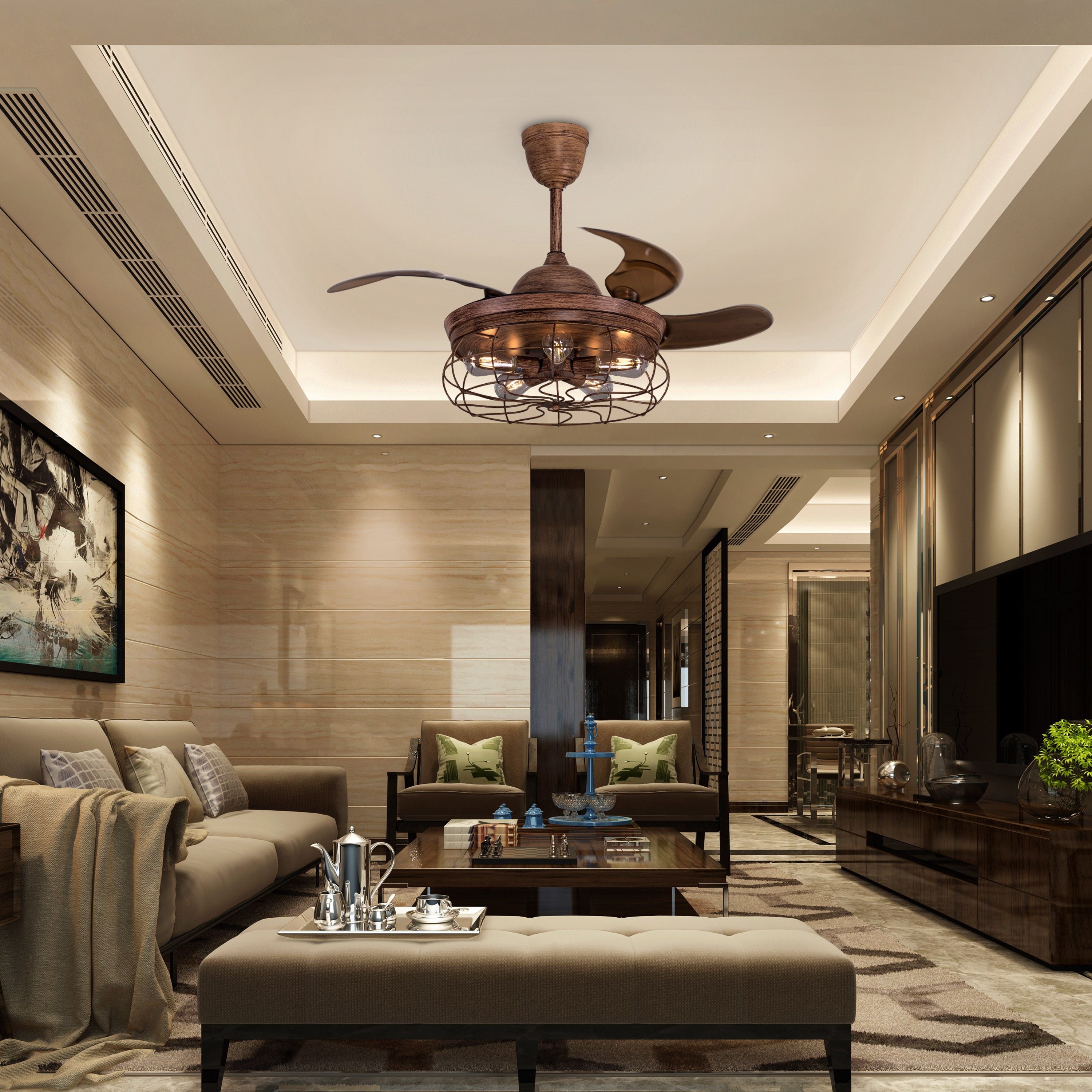 Sundowner (112 cm Span, Brown Finish Metal Body, Fan Blades In Translucent Brown Ceiling ABS Plastic) Ceiling Fan