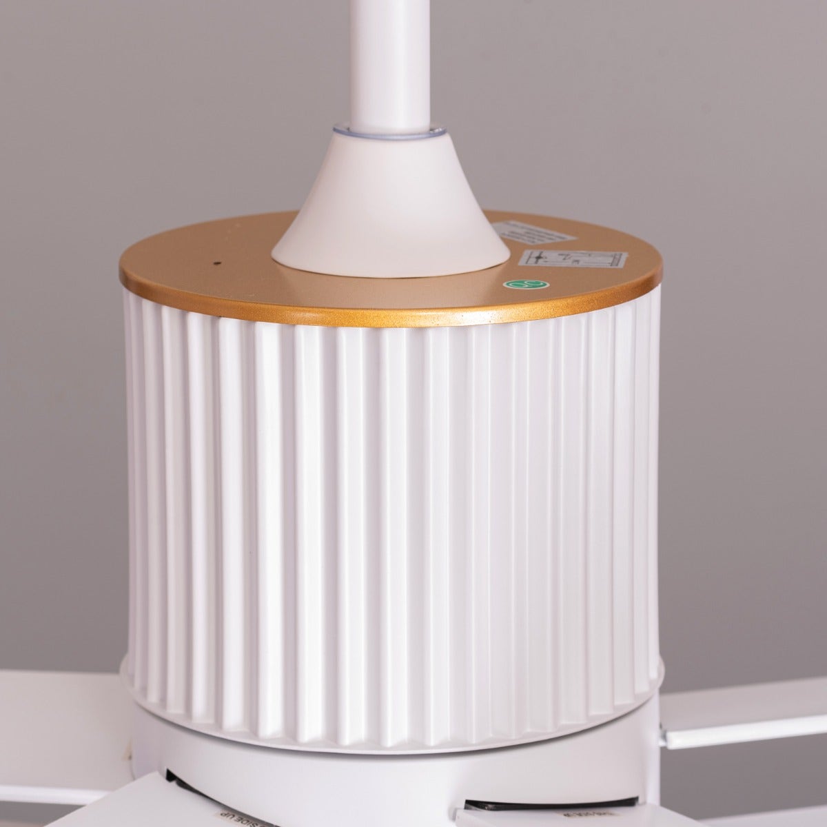 Serengeti (142 cm Span, White & Gold Finish Metal Body, White Finish Solid Wood Blades) Dimmable LED With Remote Control Ceiling Fan