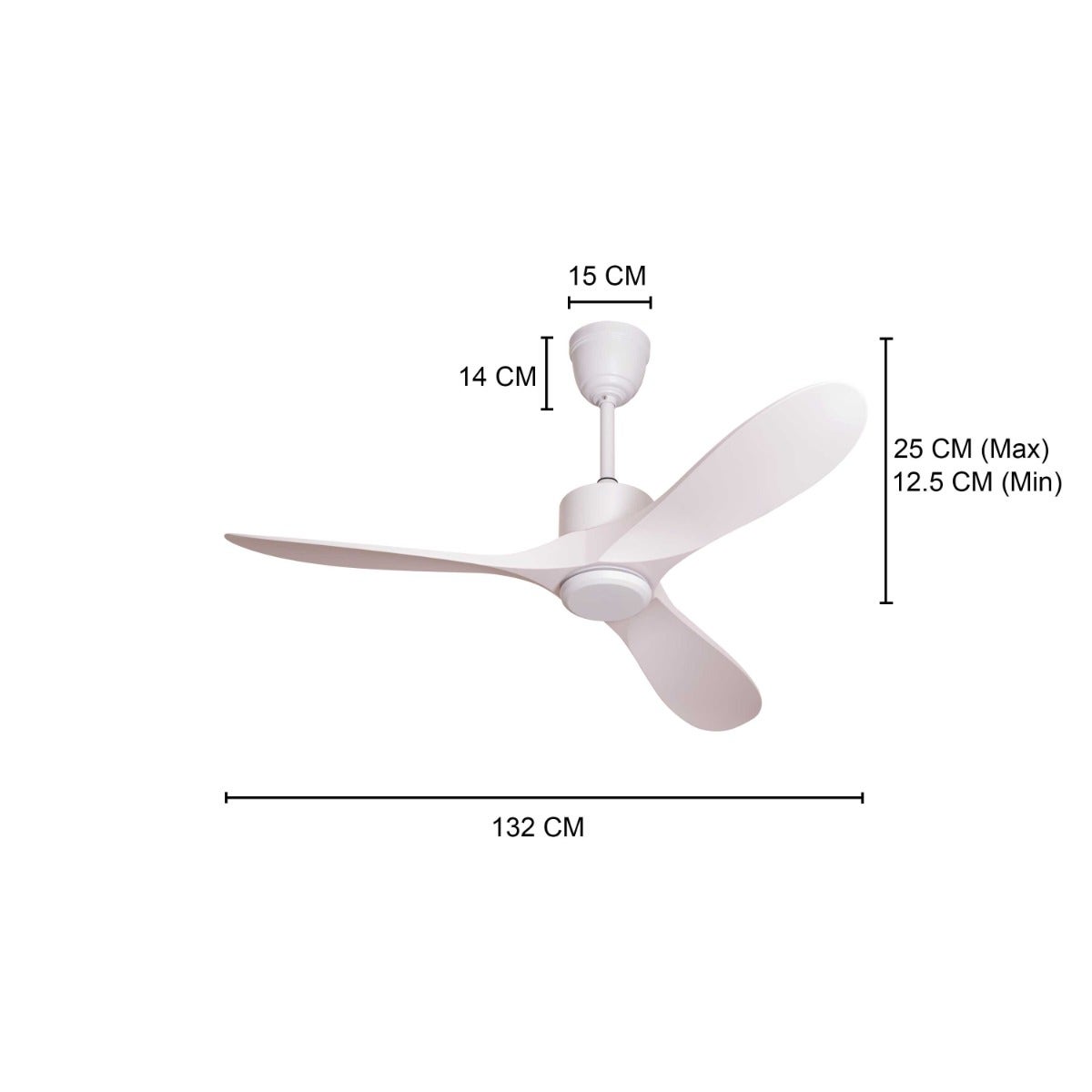 Tiburon (132 cm Span, White Finish Metal Body, White Finish ABS Blades) Ceiling Fan