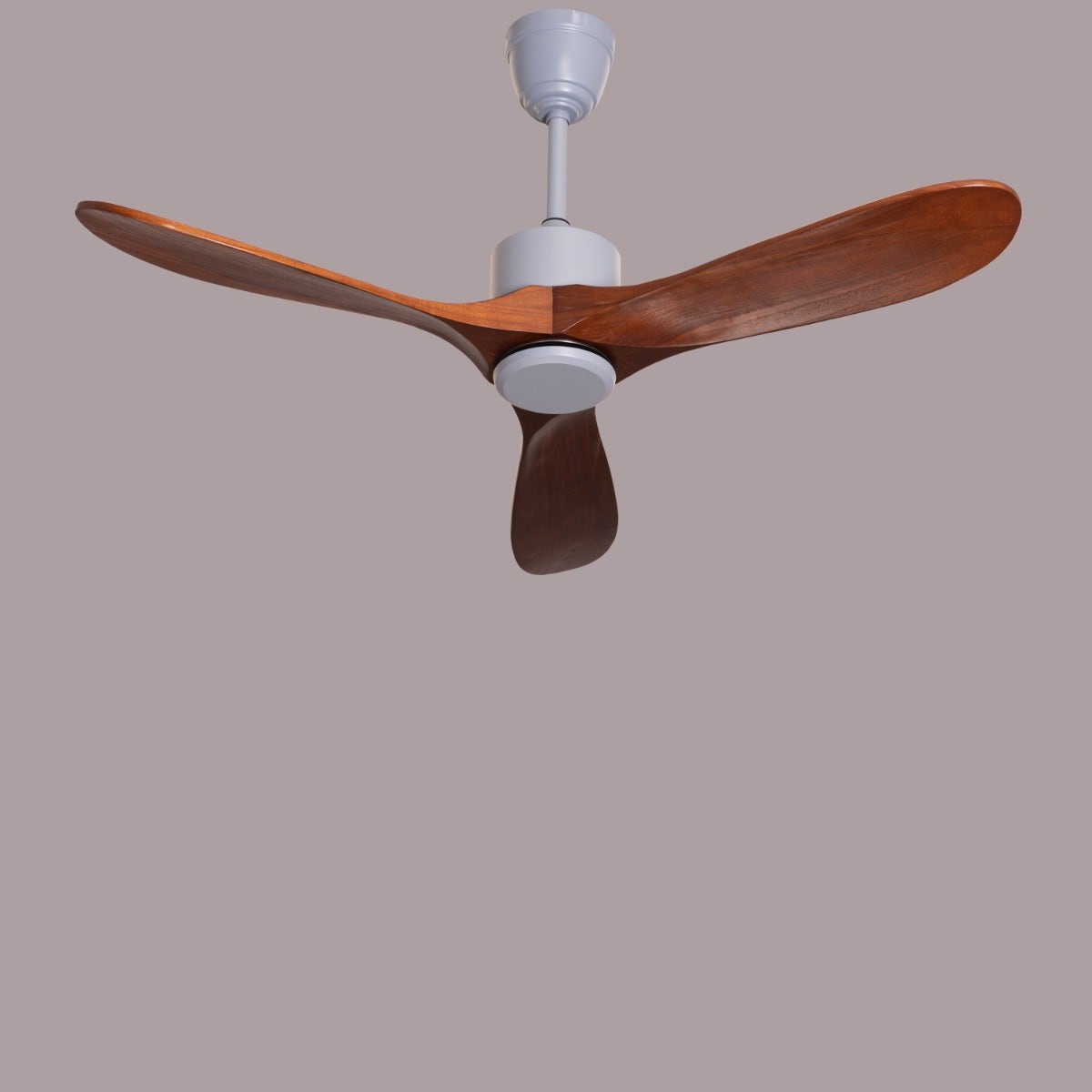 Tiburon (132 cm Span, Grey Finish Metal Body, Teakwood Finish Wooden Blades) Ceiling Fan