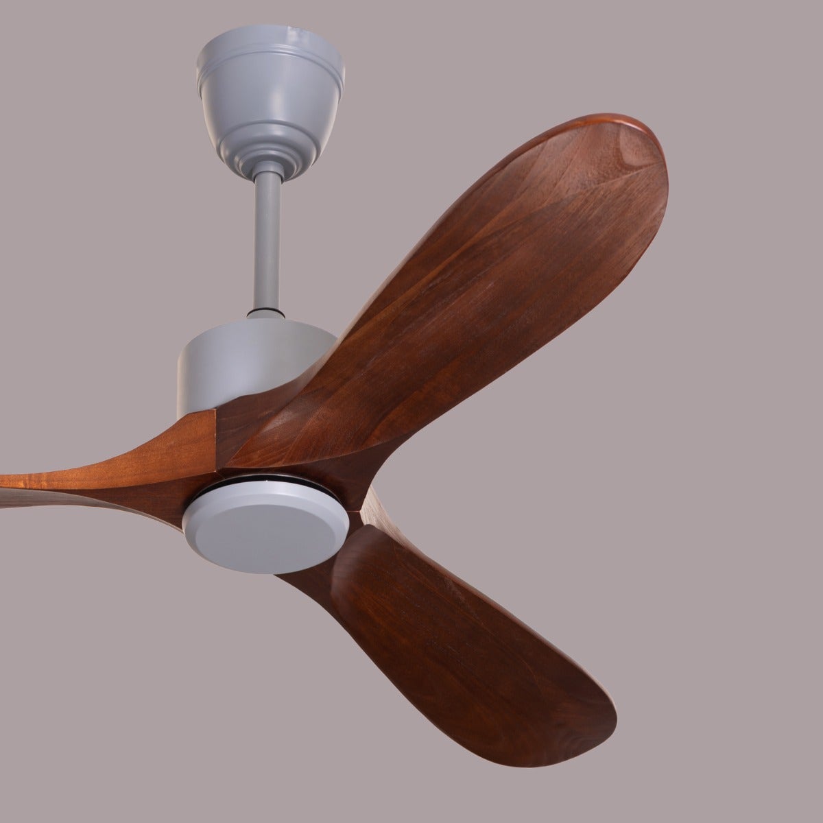 Tiburon (132 cm Span, Grey Finish Metal Body, Teakwood Finish Wooden Blades) Ceiling Fan