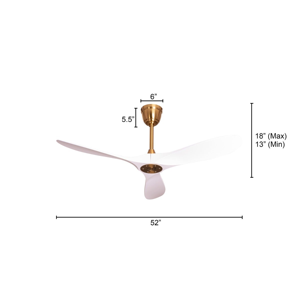 Spin Me Around (132 cm Span, Gold Finish Metal Body, White ABS Blades) Ceiling Fan