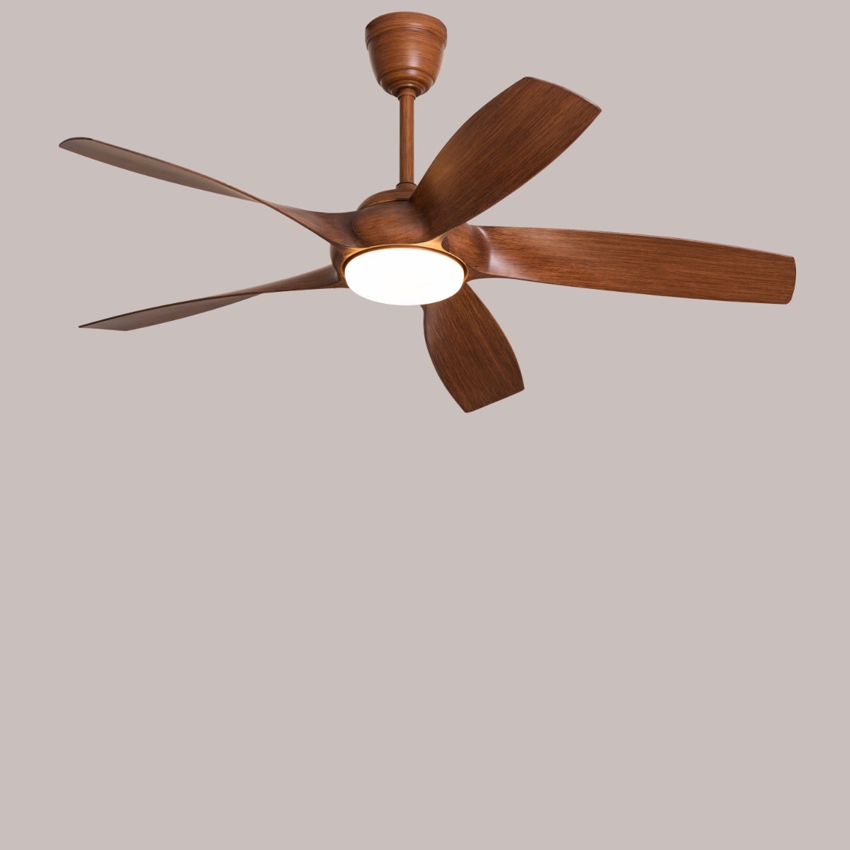 Redwood City (139 cm Span, Teak Wood Finish Metal Body, Teak Wood Finish ABS Blades) 3 Colour Dimmable LED With Remote Control Ceiling Fan