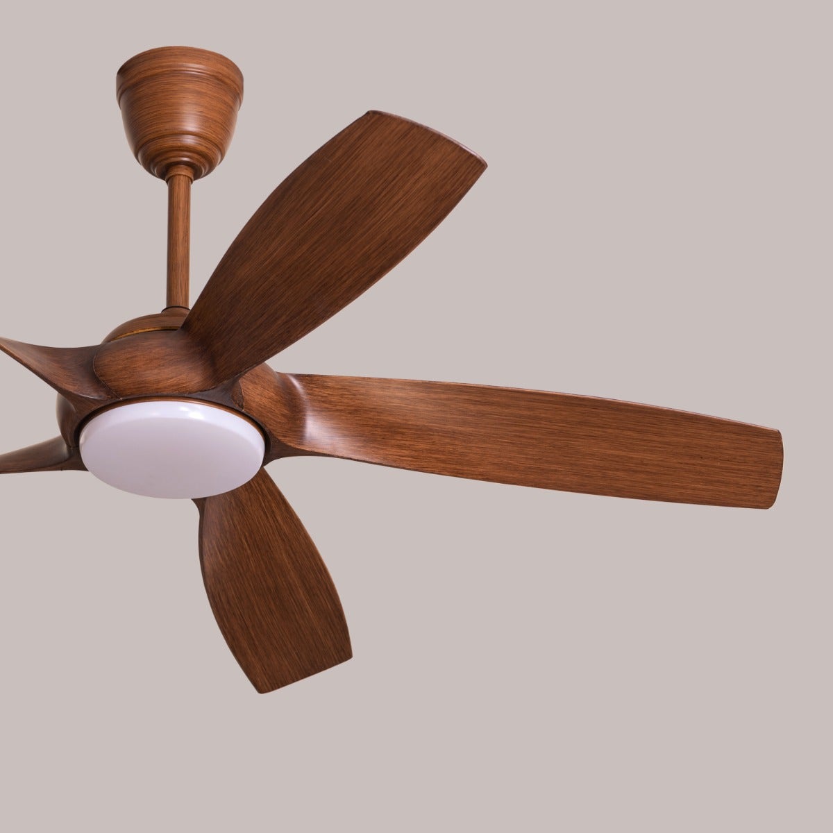 Redwood City (139 cm Span, Teak Wood Finish Metal Body, Teak Wood Finish ABS Blades) 3 Colour Dimmable LED With Remote Control Ceiling Fan