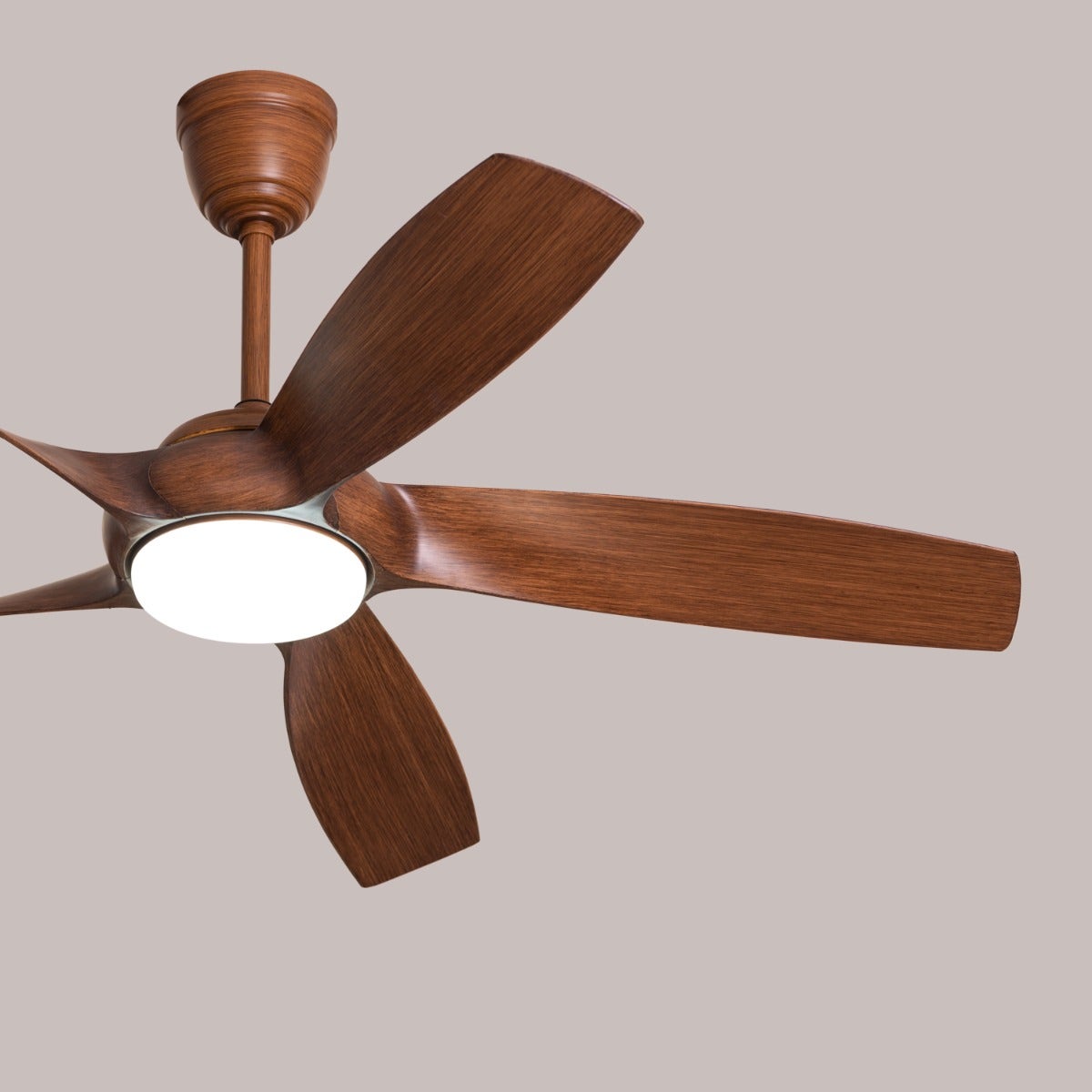 Redwood City (139 cm Span, Teak Wood Finish Metal Body, Teak Wood Finish ABS Blades) 3 Colour Dimmable LED With Remote Control Ceiling Fan