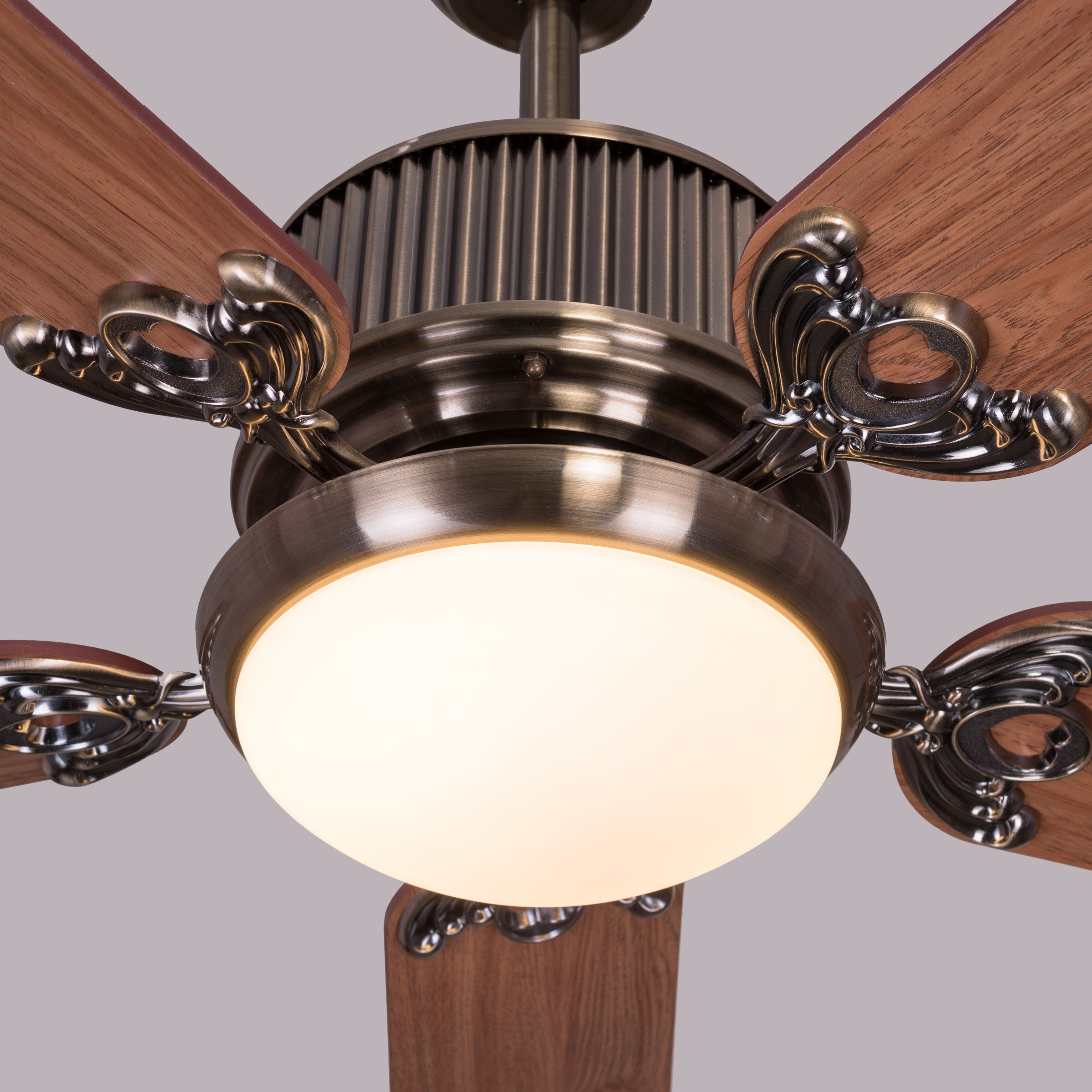 An Upgrade (142 cm Span, Antique Bronze Finish Metal Body, Walnut Finish MDF Blades) Dimmable LED With Remote Control Ceiling Fan