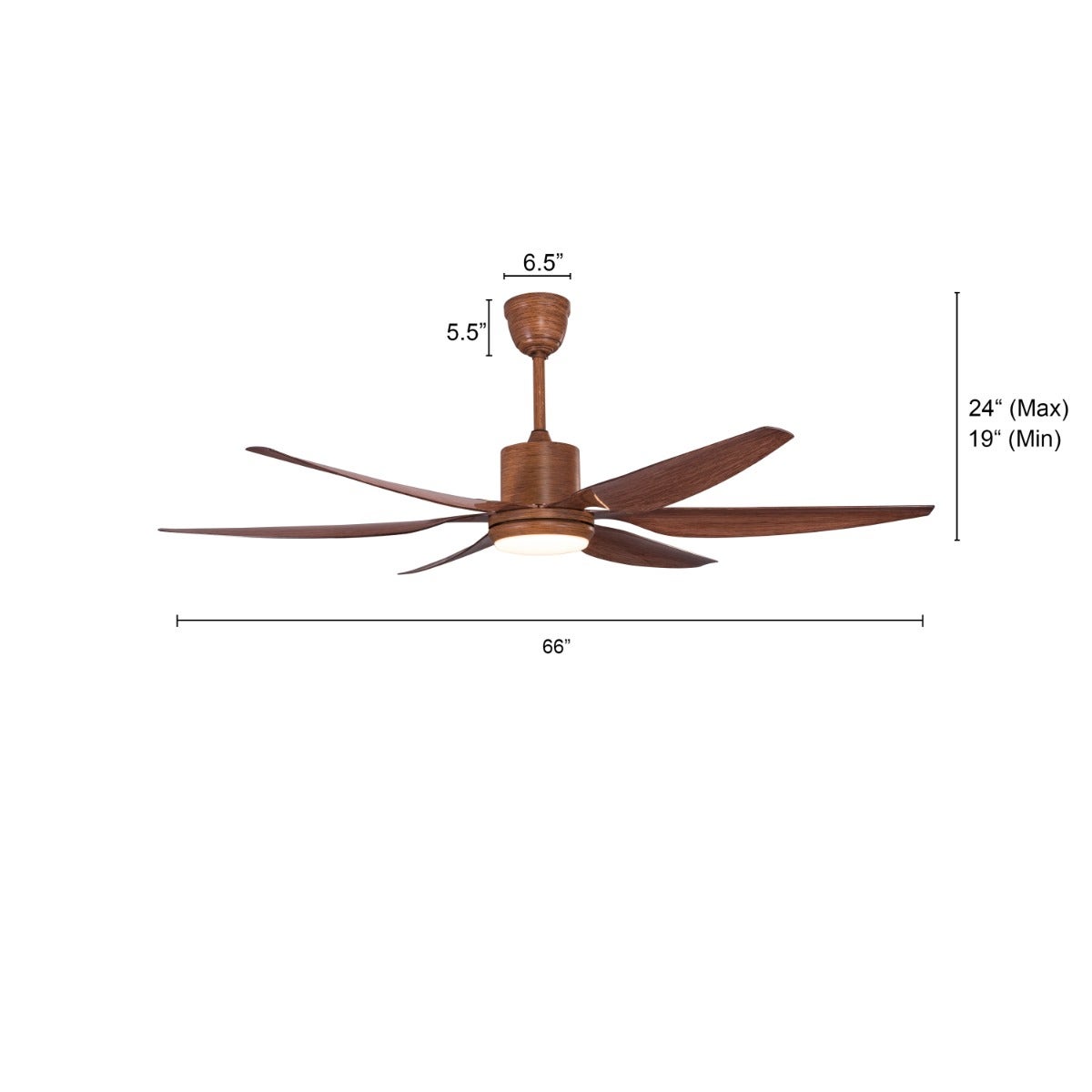 Monday Miracle (168 cm Span, Teak Finish Metal Body, Teak Finish ABS Blades) 3 Color LED With Remote Control Ceiling Fan