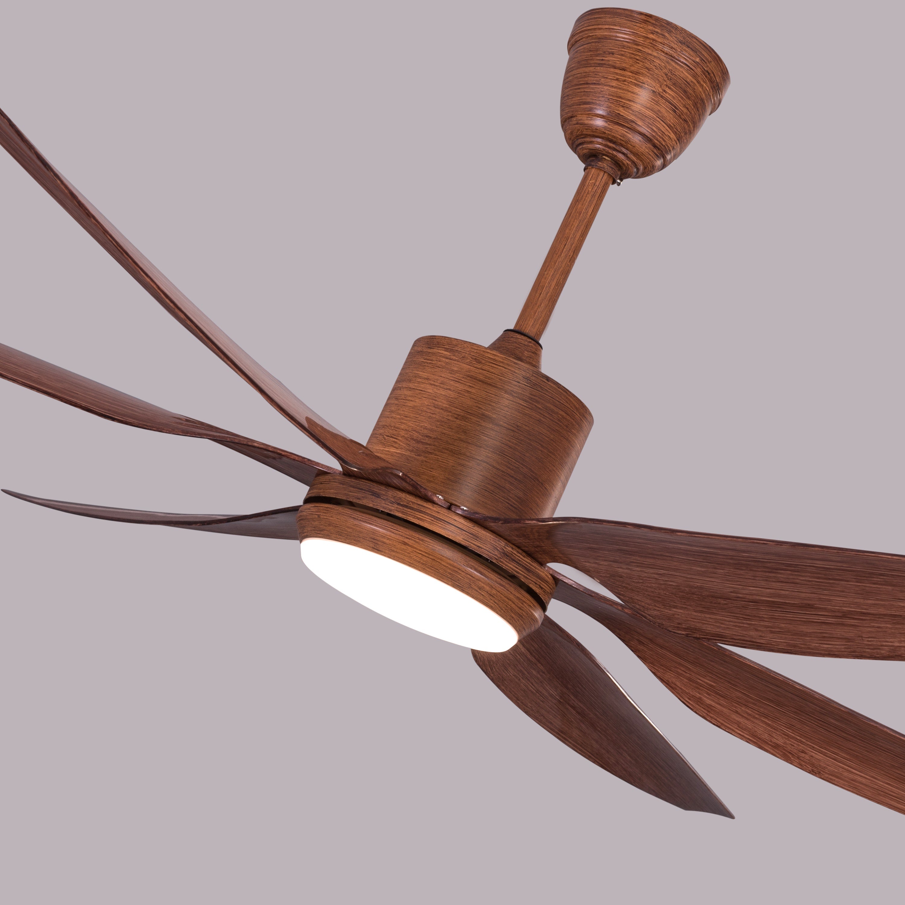 Monday Miracle (168 cm Span, Teak Finish Metal Body, Teak Finish ABS Blades) 3 Color LED With Remote Control Ceiling Fan