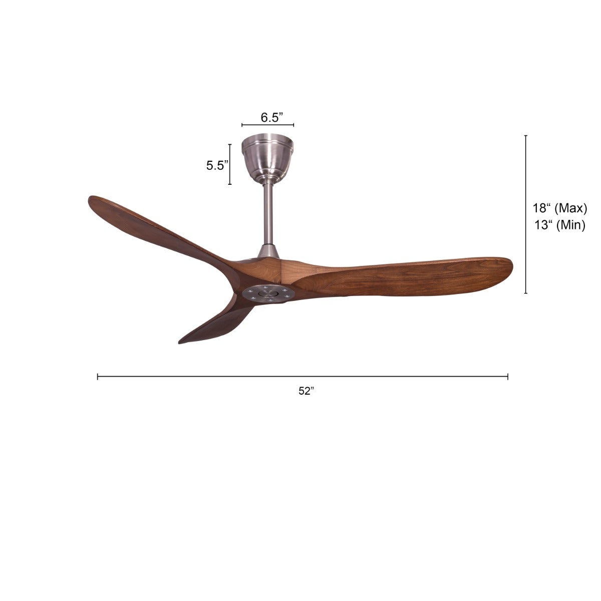 Spin Me Around (132 cm Span, Chrome Finish Metal Body, Solid Wood Blades) Ceiling Fan