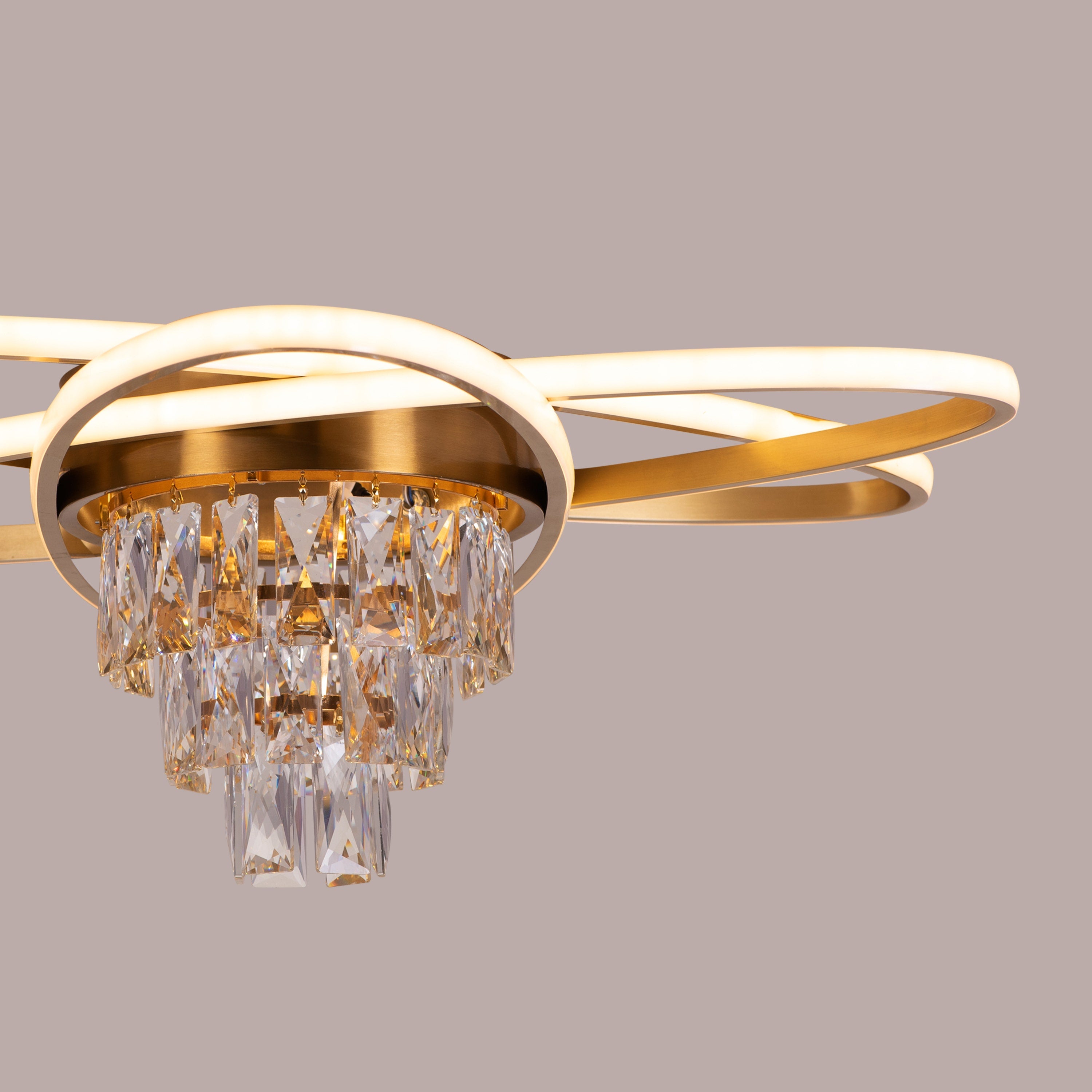 Make It Rain (Gold, 3 Colour Dimmable LED with Remote Control) Crystal Ceiling Light