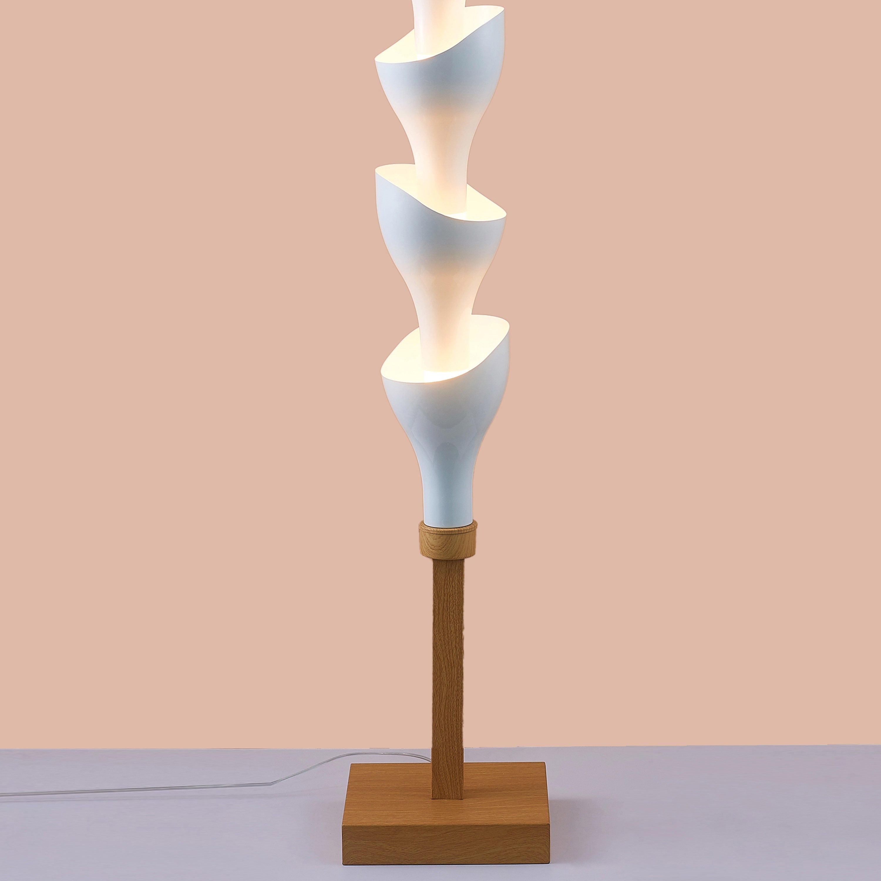 Snow Cone (Wood/White) Floor Lamp