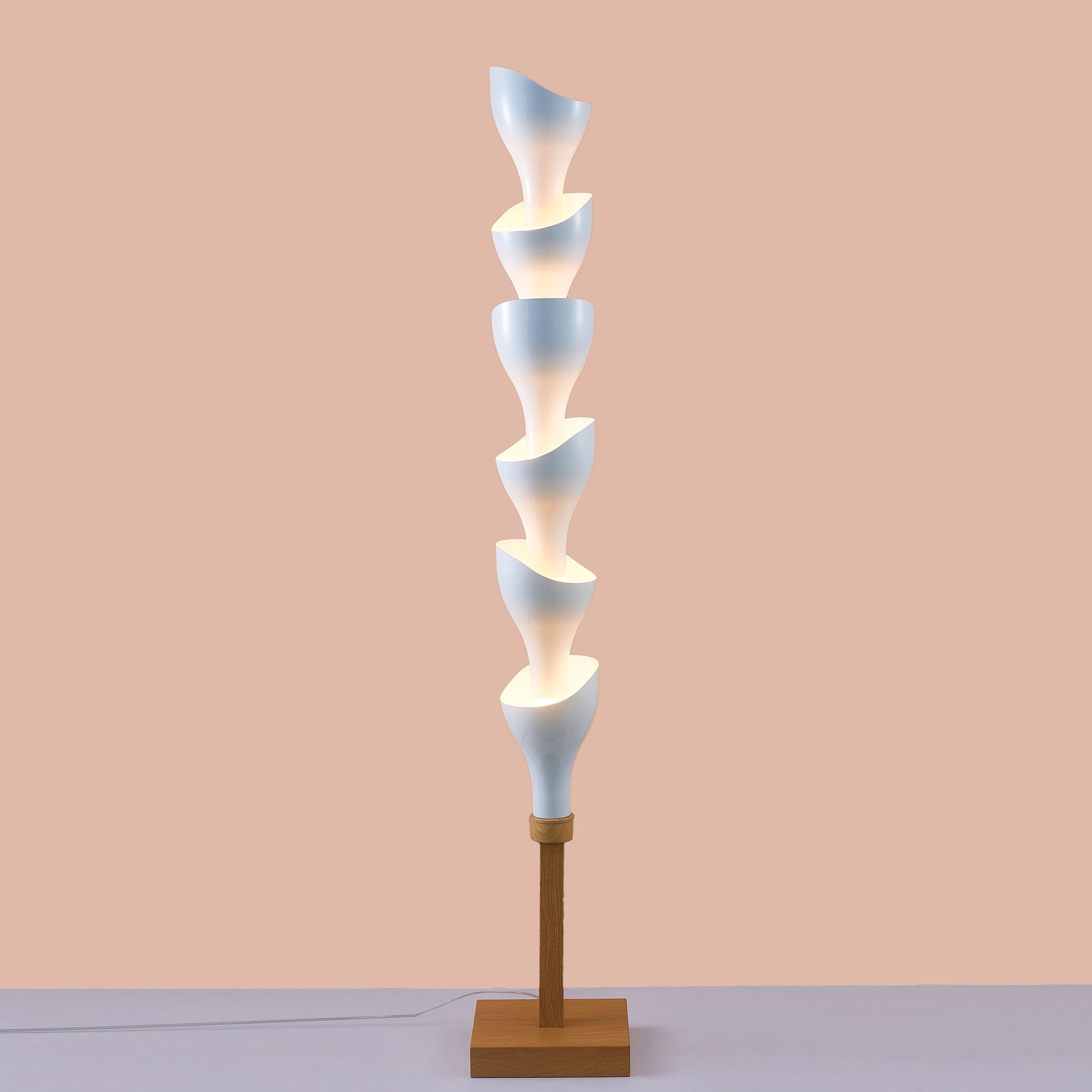 Snow Cone (Wood/White) Floor Lamp