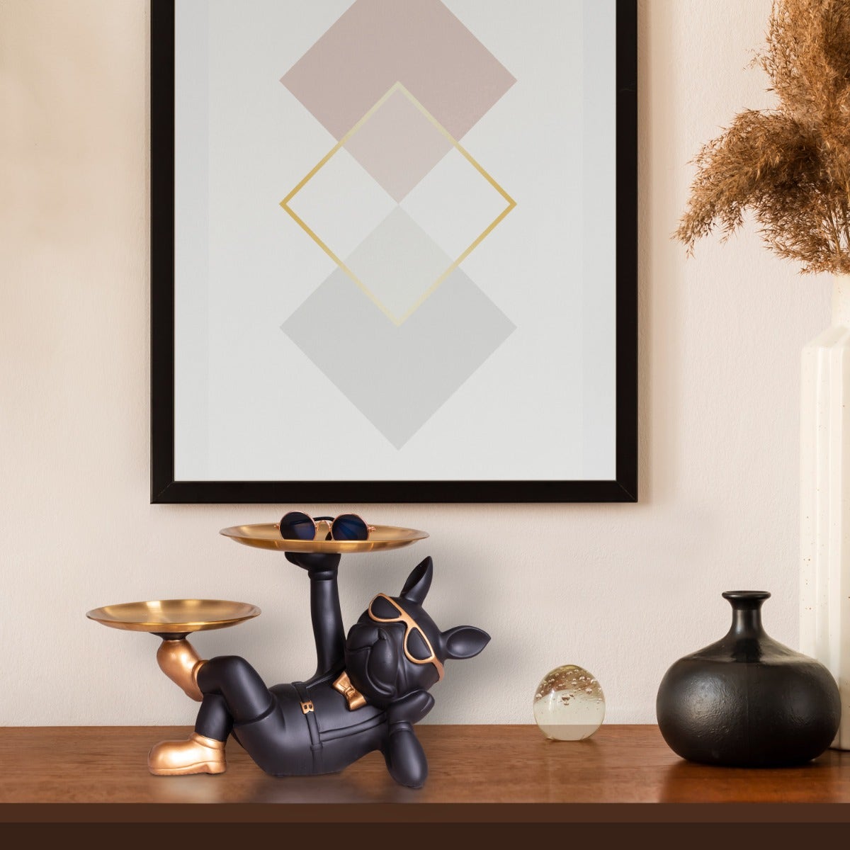 Drama Date (Black, Gold) Home Decor Tray