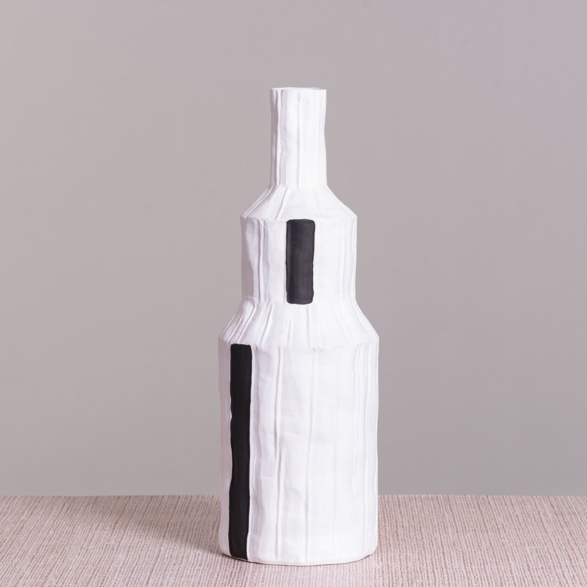 Standing Tall (Black/ White) Ceramic Vase