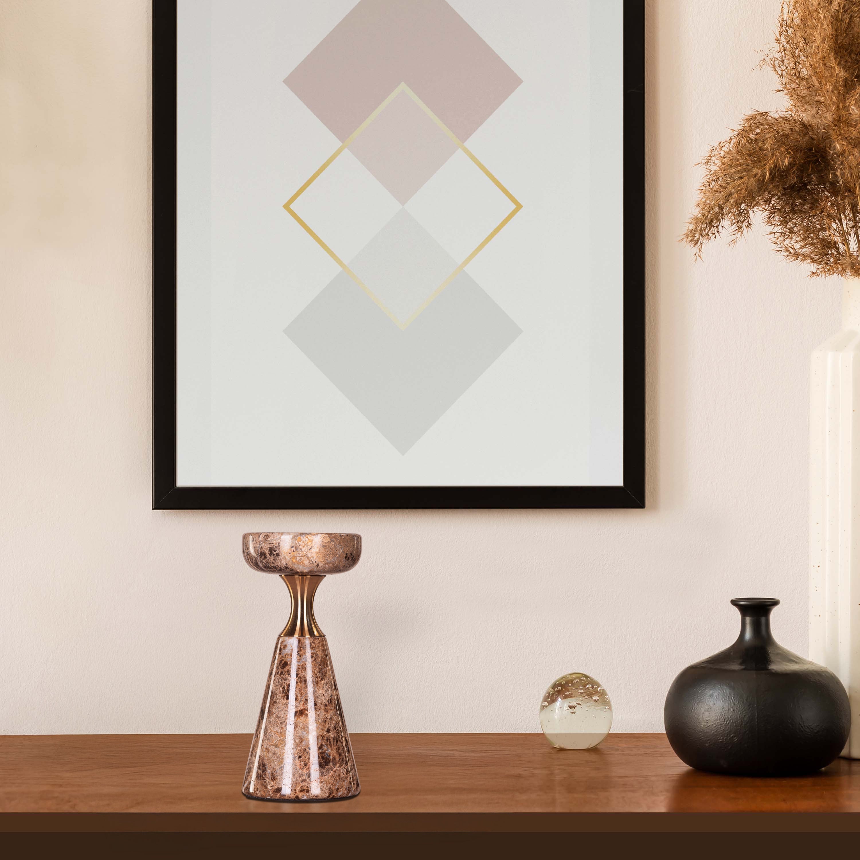 On The Spot (Large, Brown/Gold) Marble Candle Holder