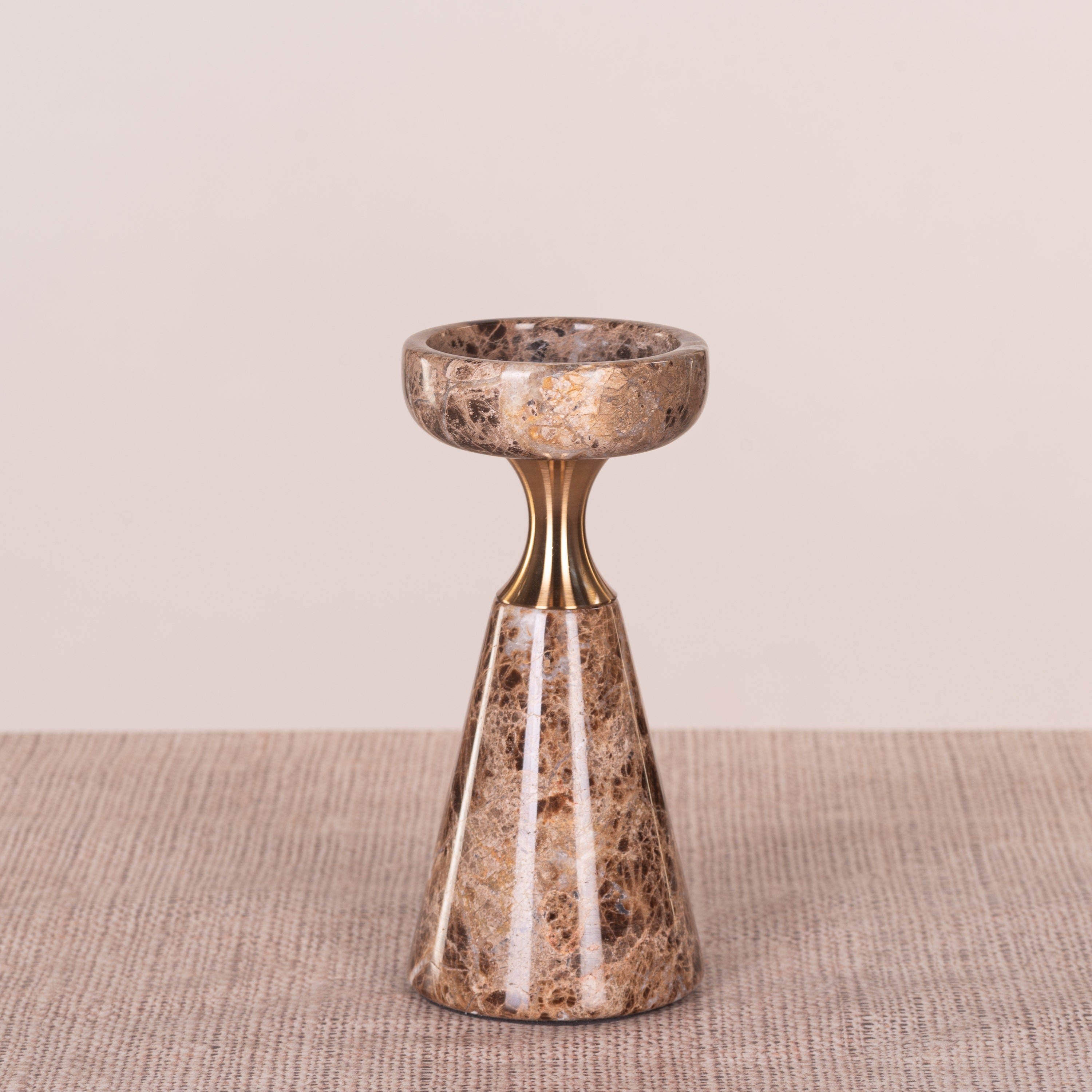 On The Spot (Large, Brown/Gold) Marble Candle Holder