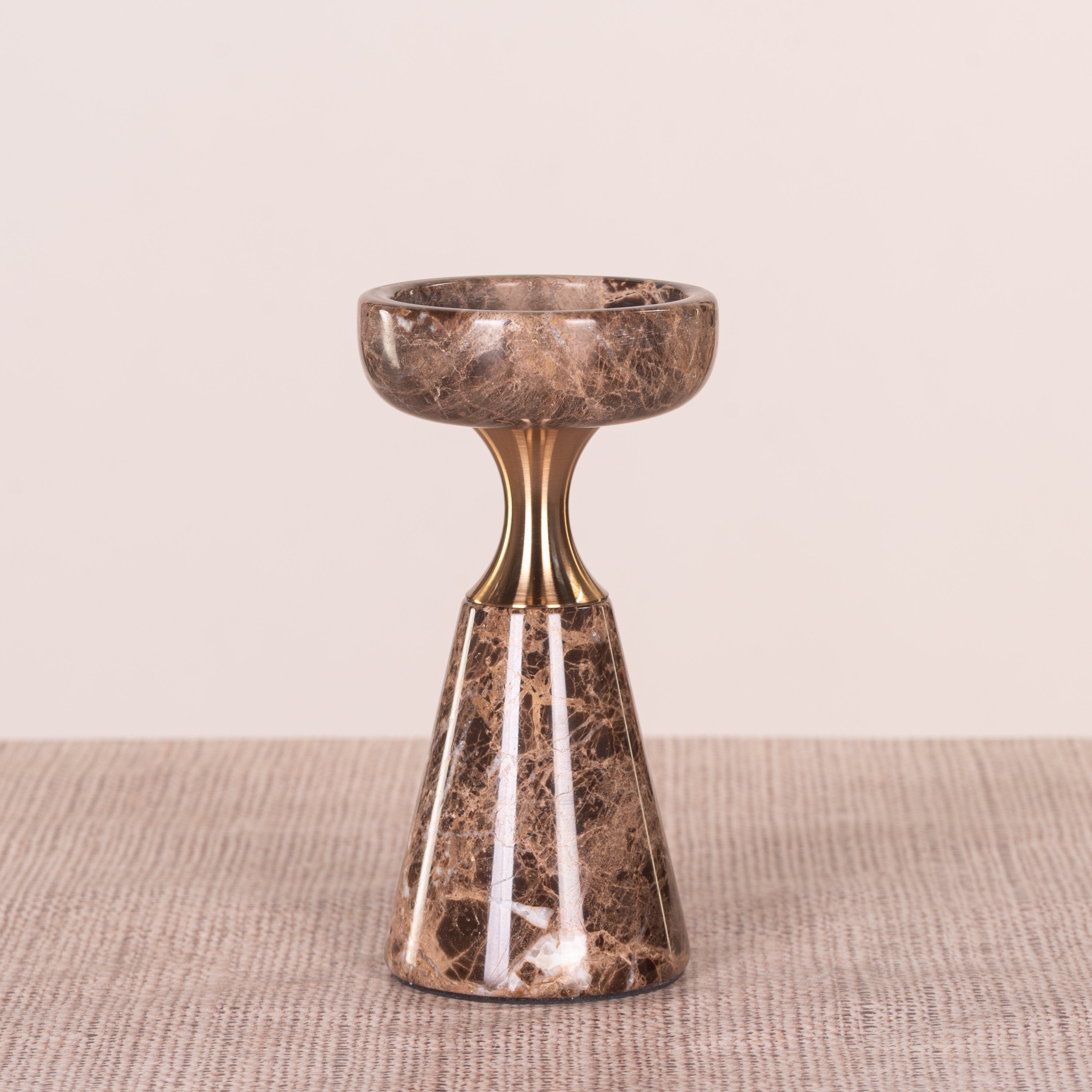 On The Spot (Small, Brown/Gold) Marble Candle Holder