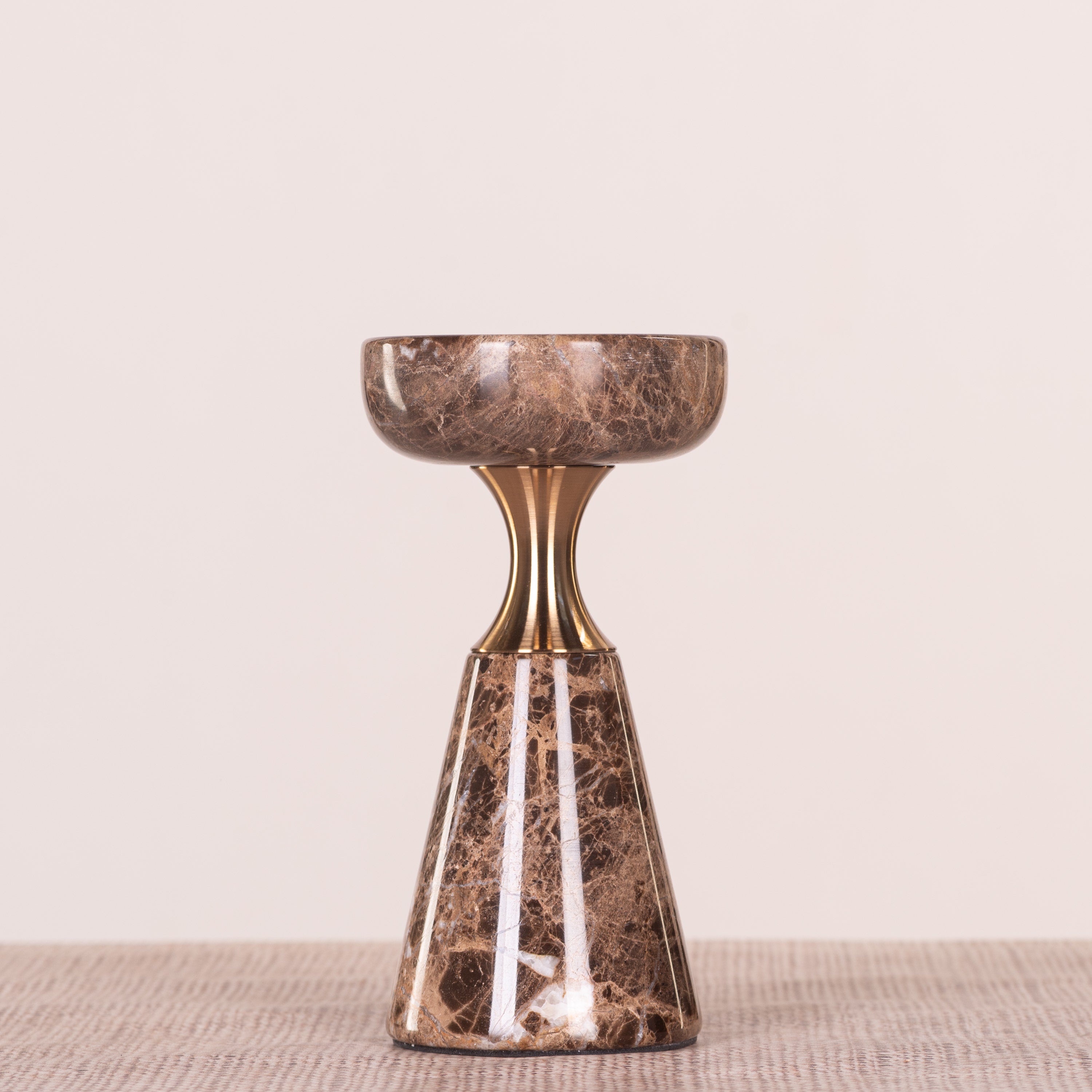 On The Spot (Small, Brown/Gold) Marble Candle Holder