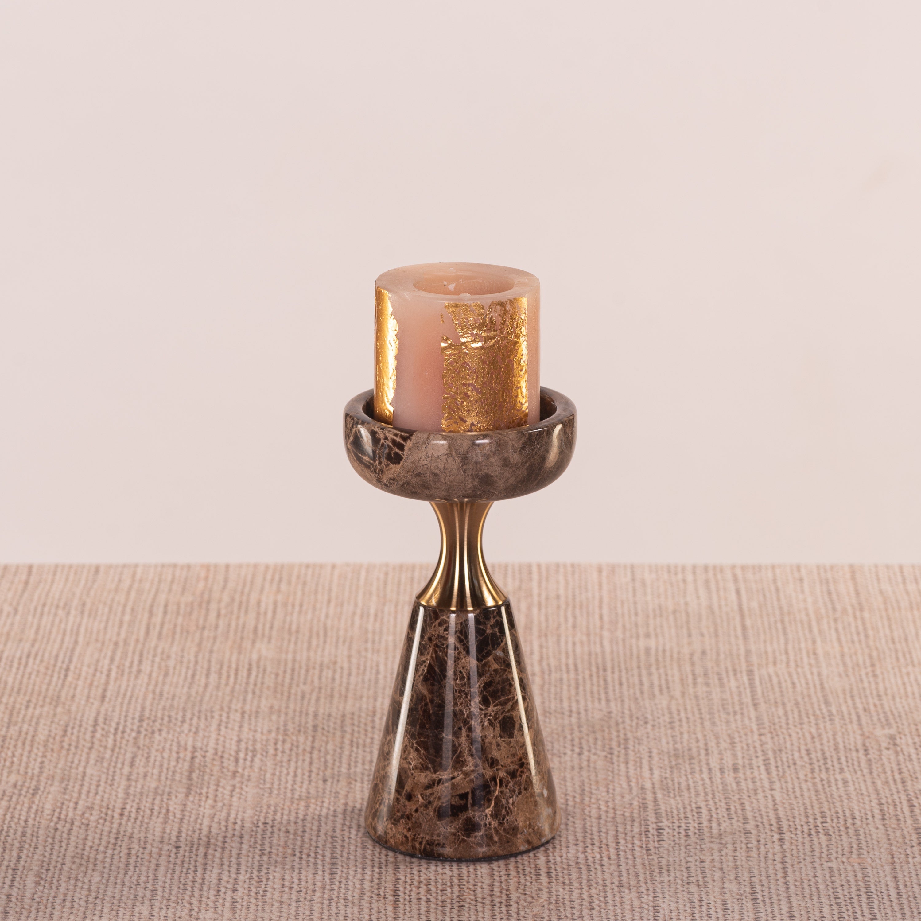 On The Spot (Small, Brown/Gold) Marble Candle Holder