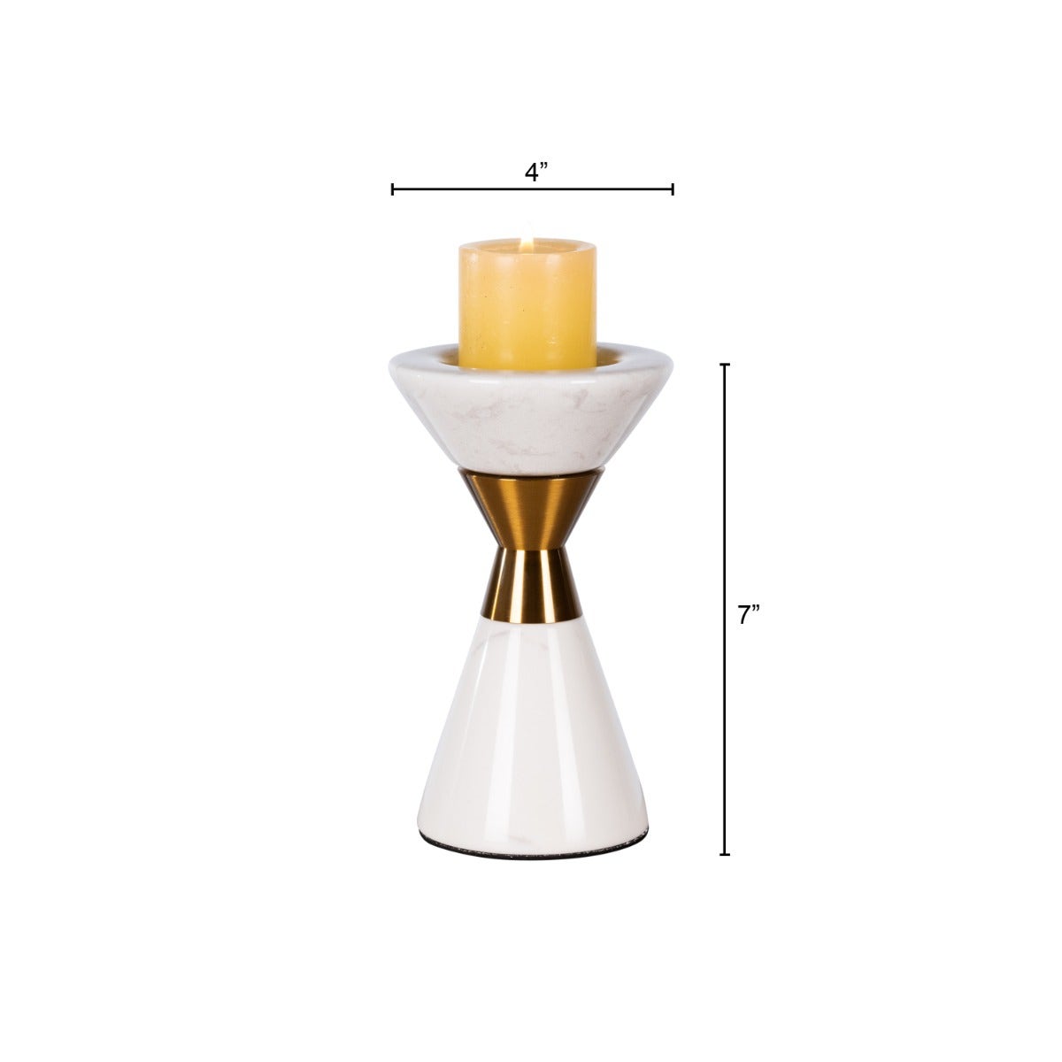 Nailed It (Small, White/Gold) Marble Candle Holder